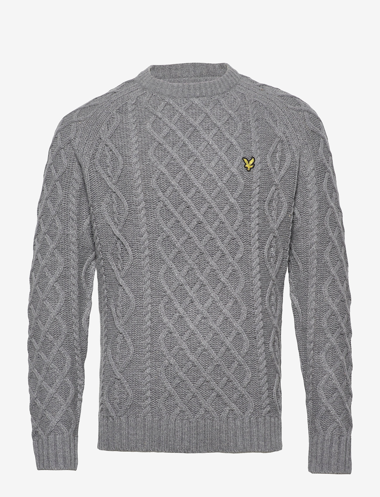 Lyle & Scott - Heavy Cable Knit Crew Neck - mid grey marl - 0