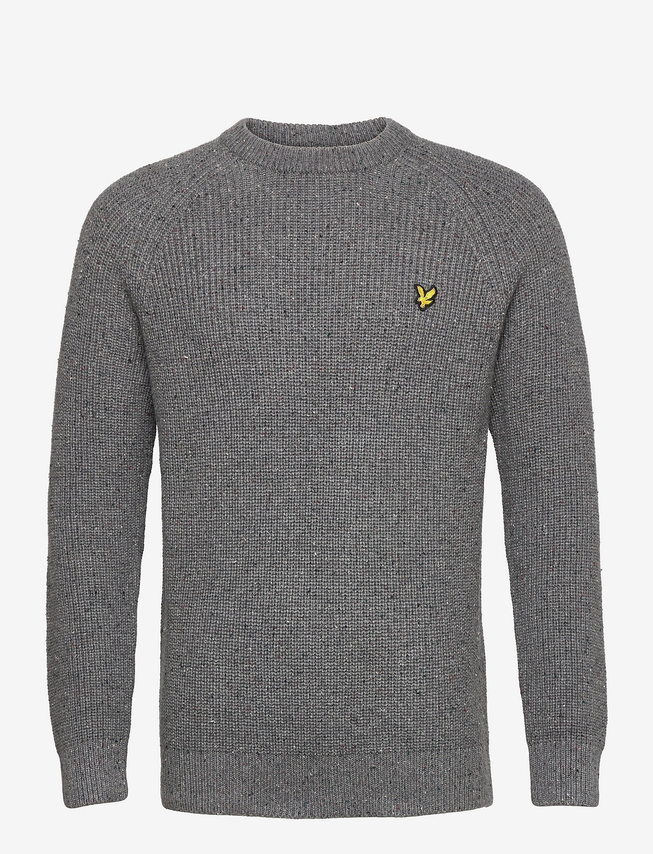 Flecked Fisherman Rib Jumper - MID GREY MARL