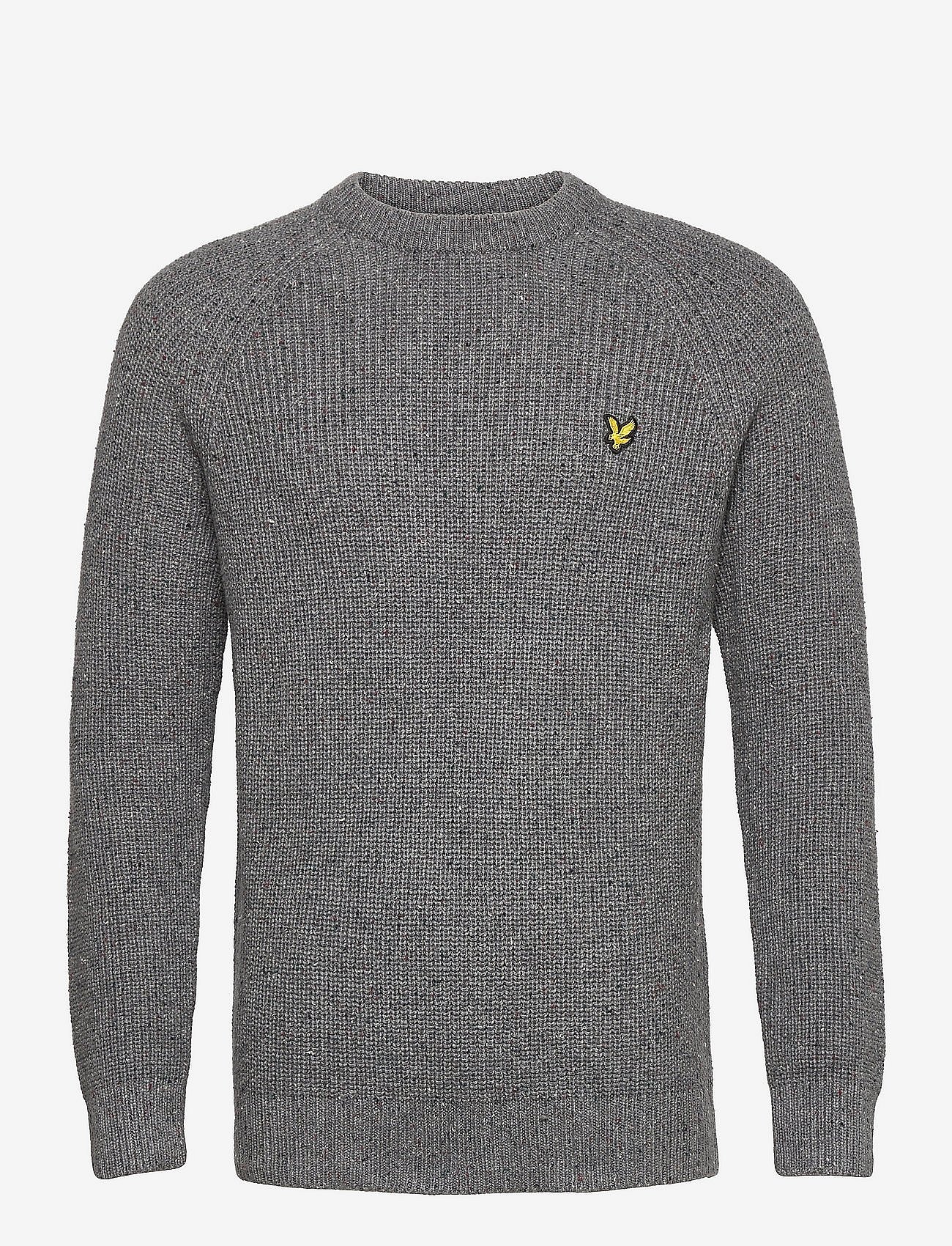 Flecked Fisherman Rib Jumper - MID GREY MARL