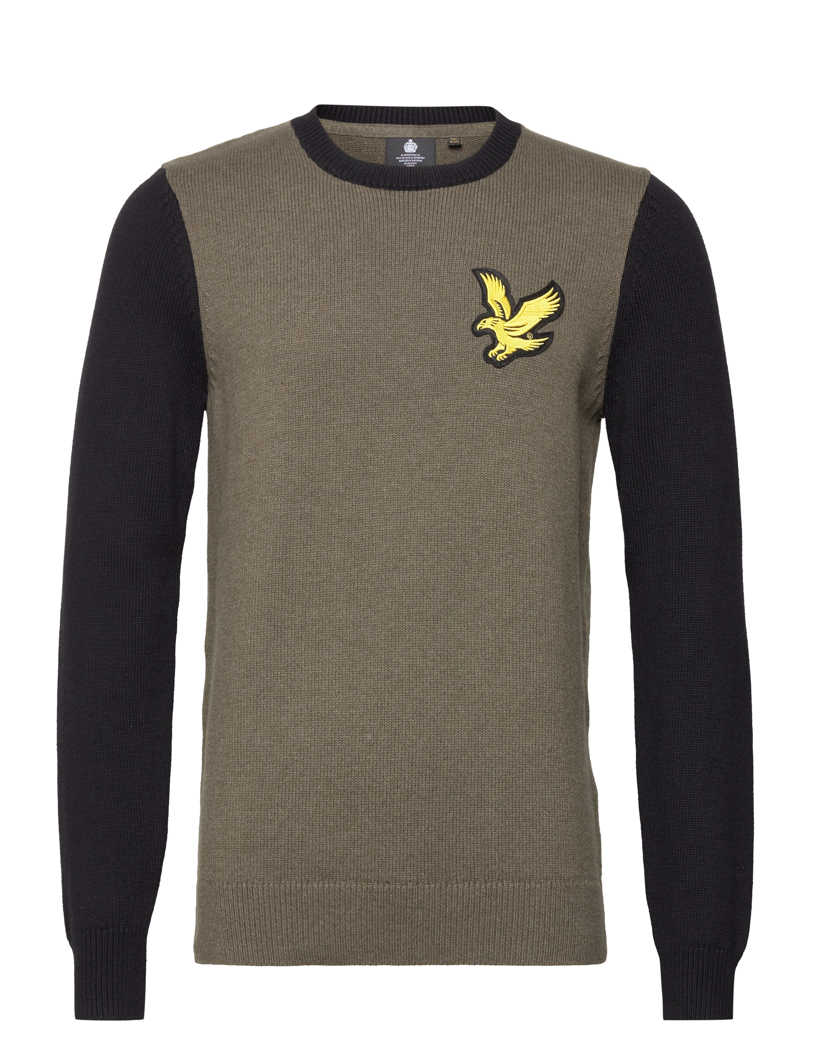 Block Marl Crew Neck - OLIVE MARL/JET BLACK