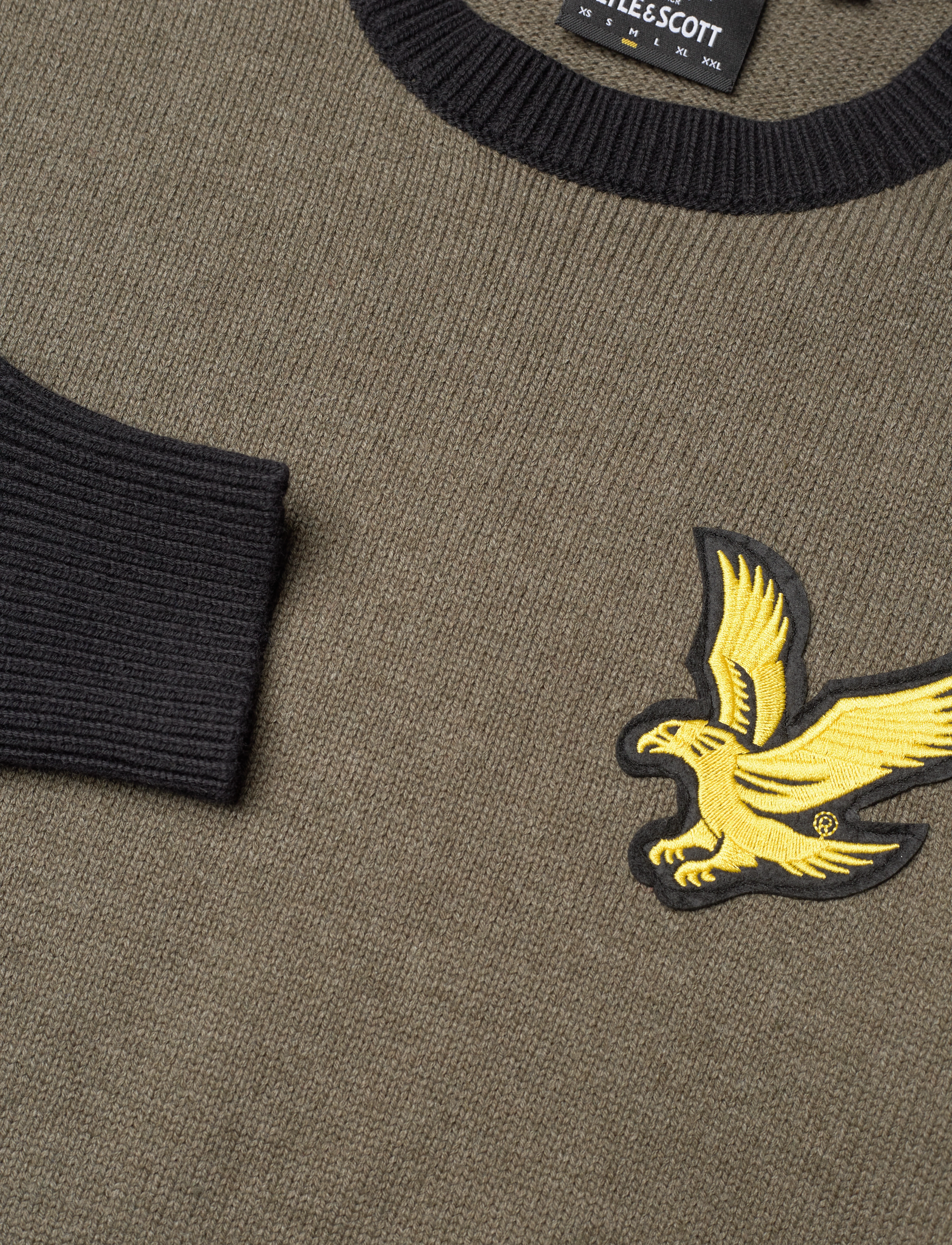 Lyle & Scott - Block Marl Crew Neck - olive marl/jet black - 2