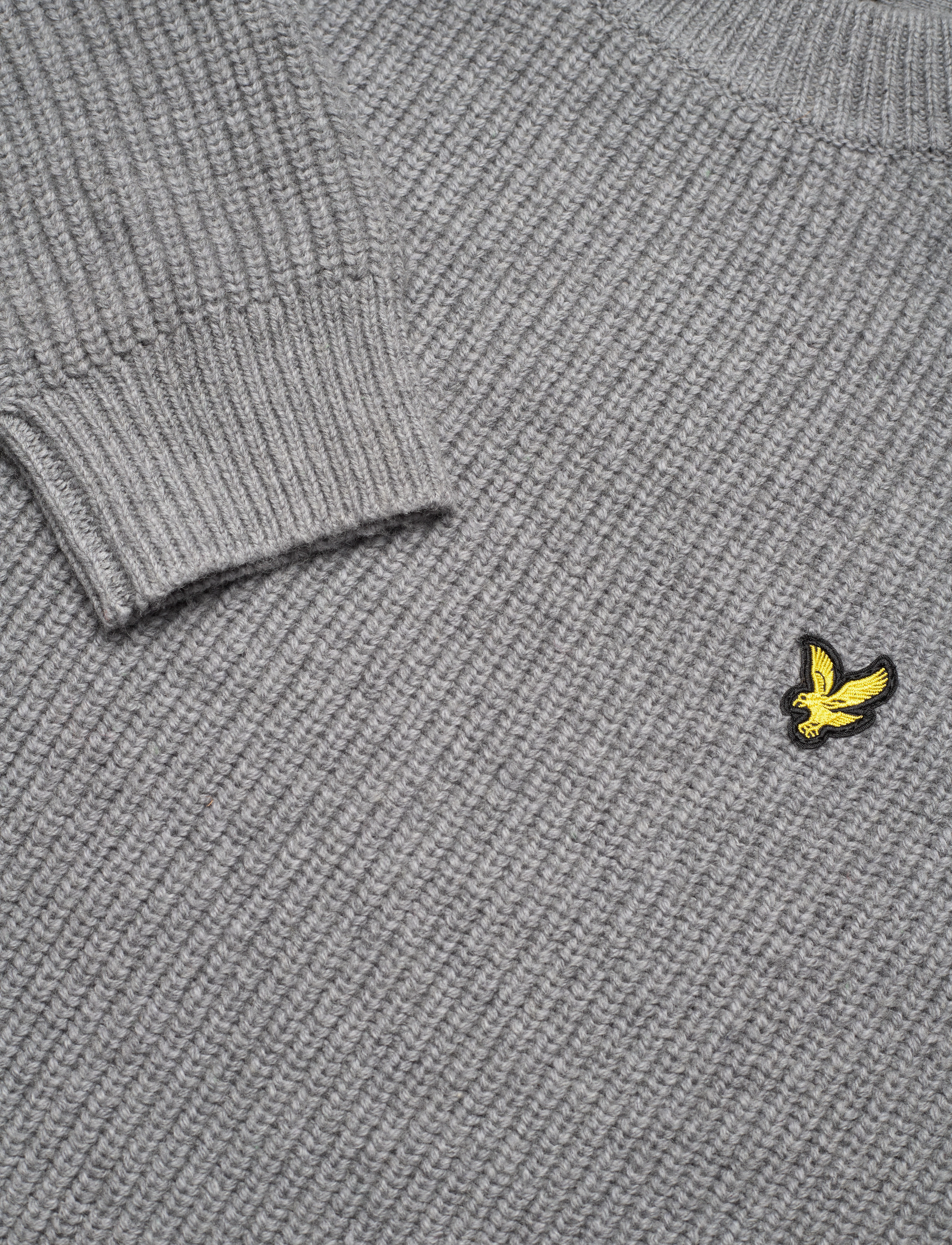Lyle & Scott - Shaker Stitch Mock Neck Jumper - mid grey marl - 2