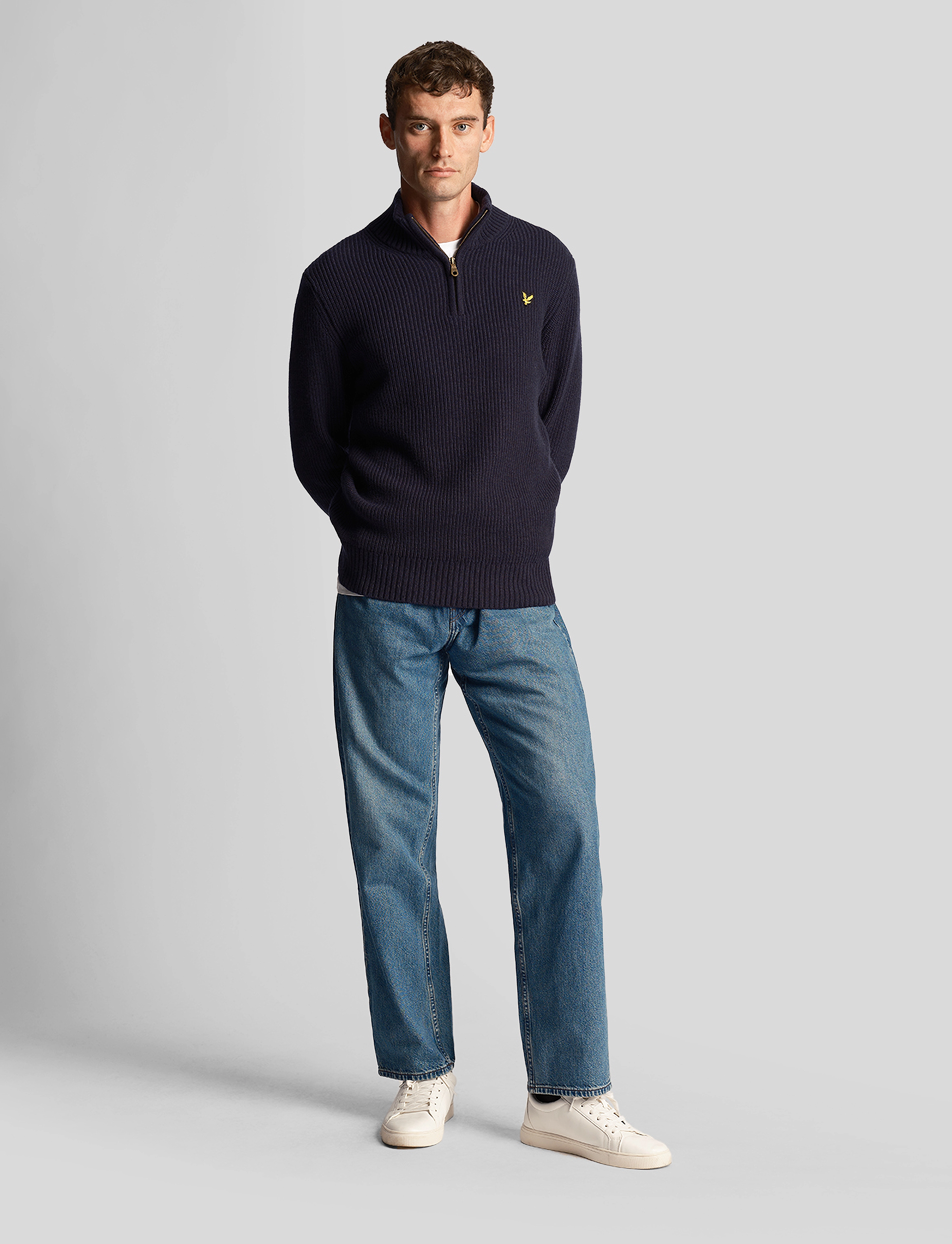 Lyle & Scott - Ribbed Quarter Zip Jumper - dark navy - 3