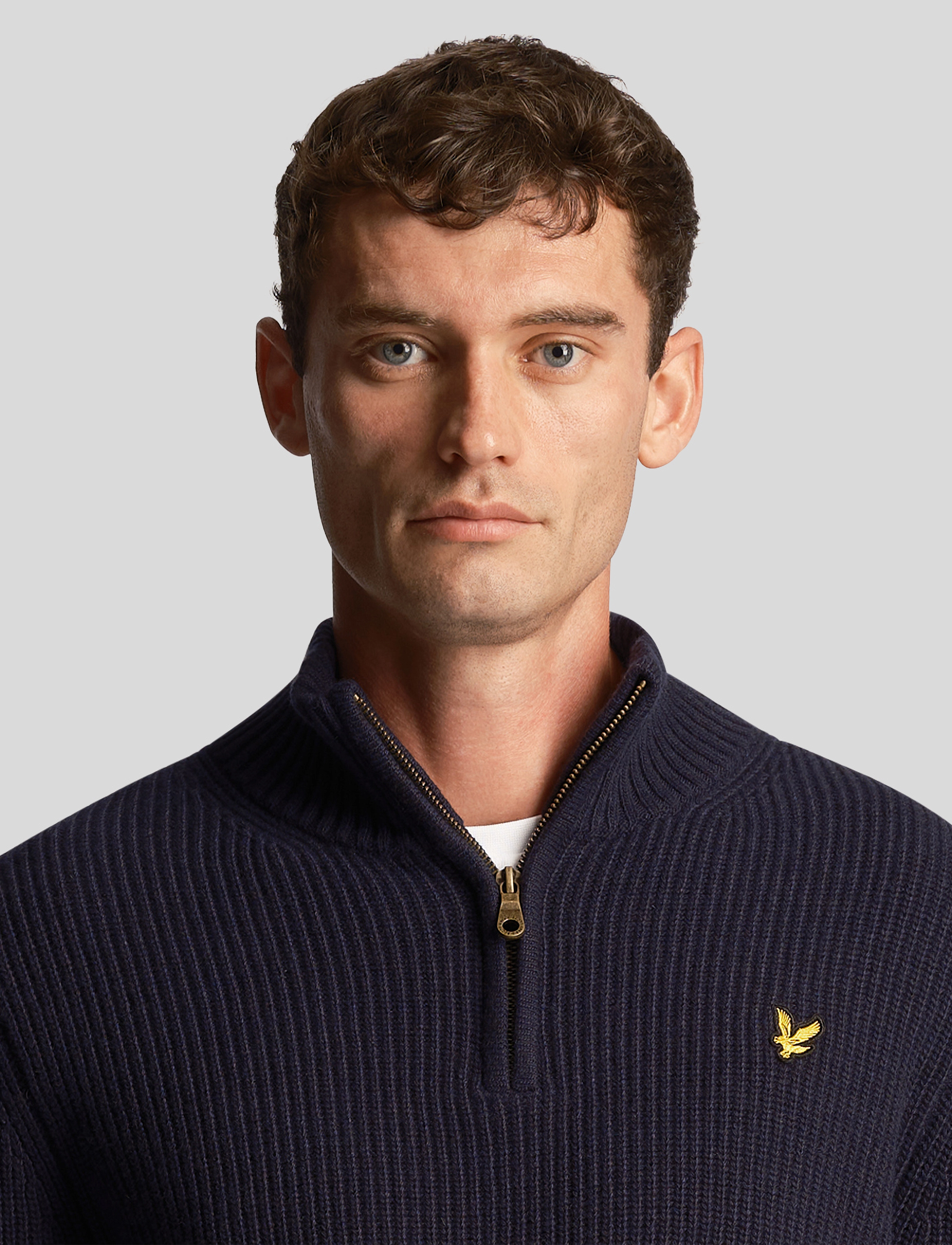 Lyle & Scott - Ribbed Quarter Zip Jumper - dark navy - 5