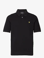 Lyle & Scott - Textured Knitted Polo - short-sleeved polos - jet black - 0