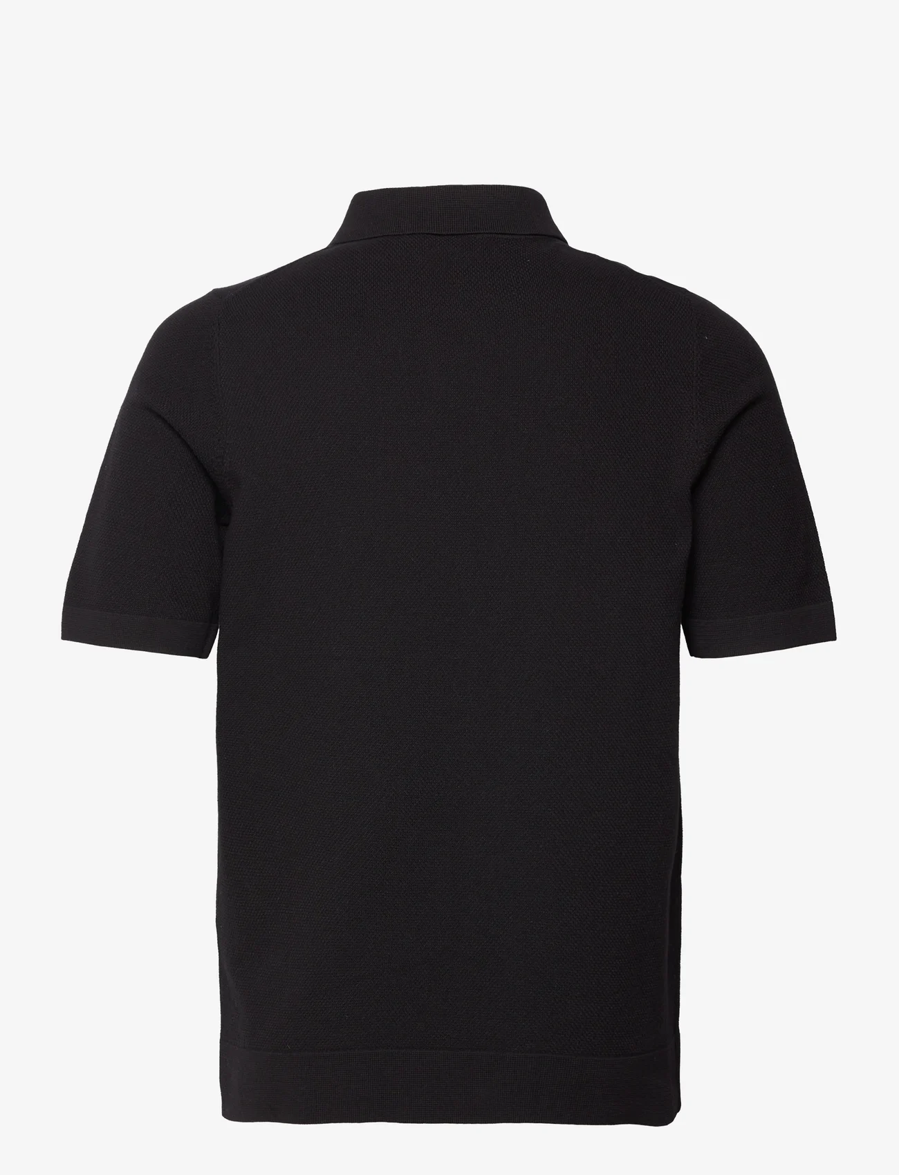Lyle & Scott - Textured Knitted Polo - short-sleeved polos - jet black - 1