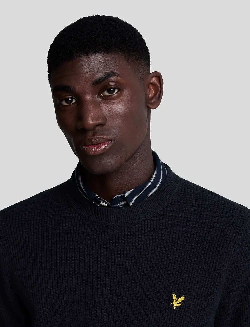 Lyle & Scott - Grid Knit Crew Neck Jumper - rundhalsad - dark navy - 5