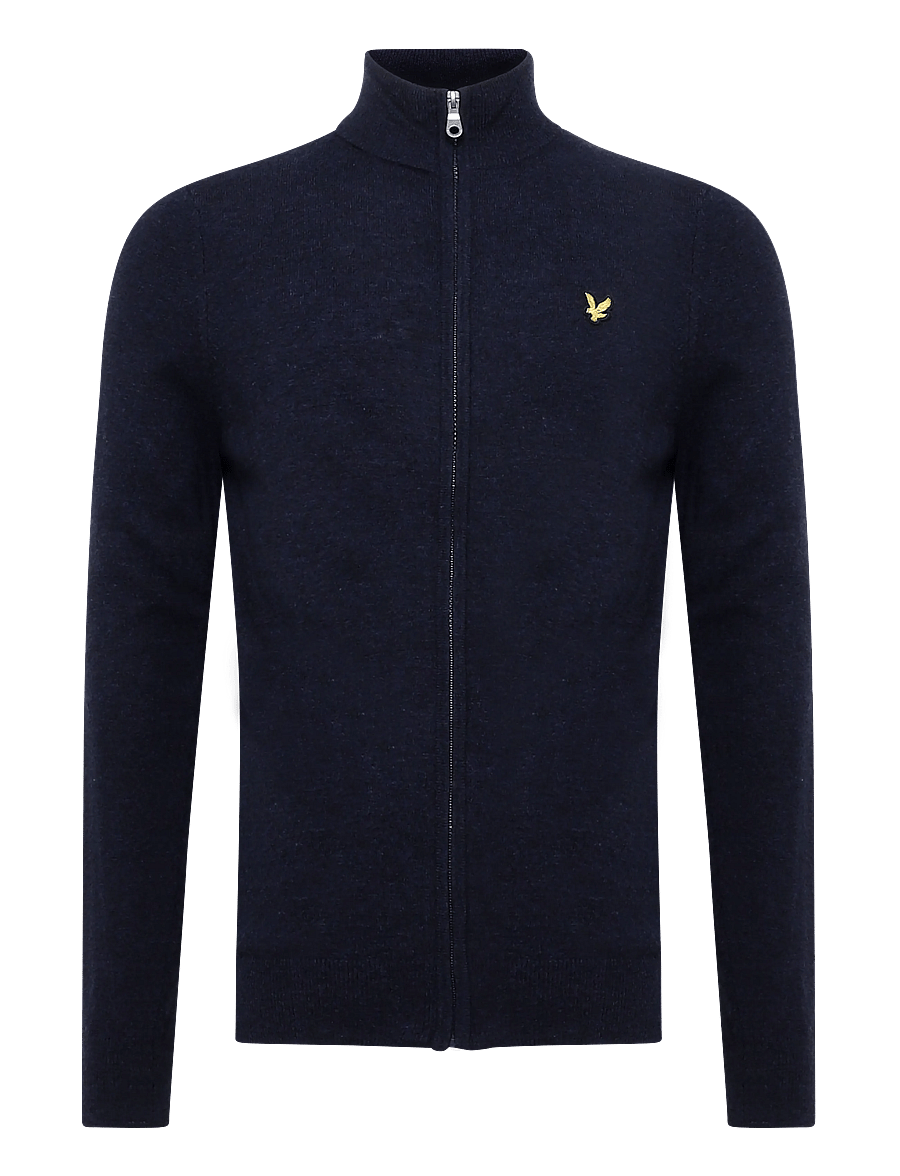 Lyle & Scott - Lambswool Blend Zip Through Cardigan - koftor - dark navy marl - 1