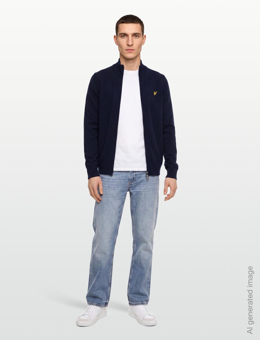 Lyle & Scott - Lambswool Blend Zip Through Cardigan - koftor - dark navy marl - 0