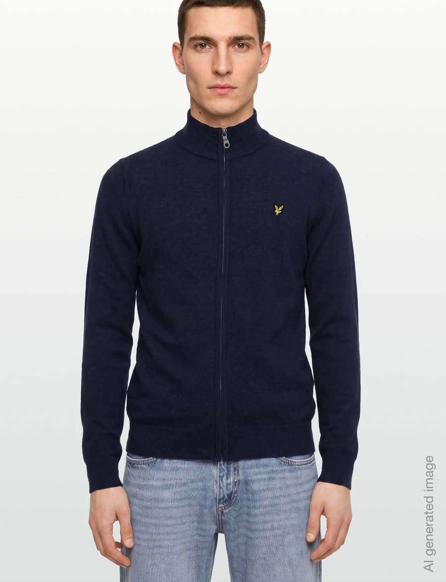Lyle & Scott - Lambswool Blend Zip Through Cardigan - koftor - dark navy marl - 3