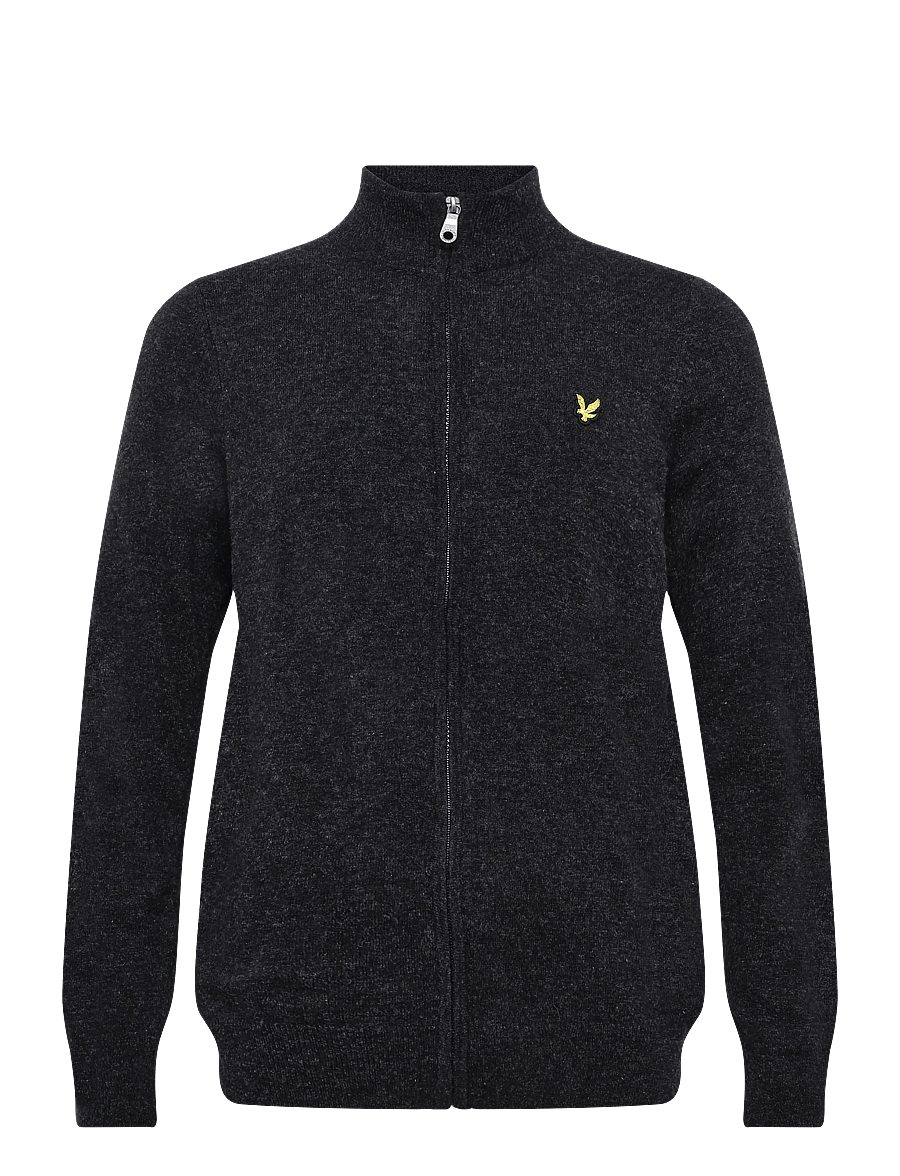 Lyle & Scott - Lambswool Blend Zip Through Cardigan - cardigans - jet black marl - 1