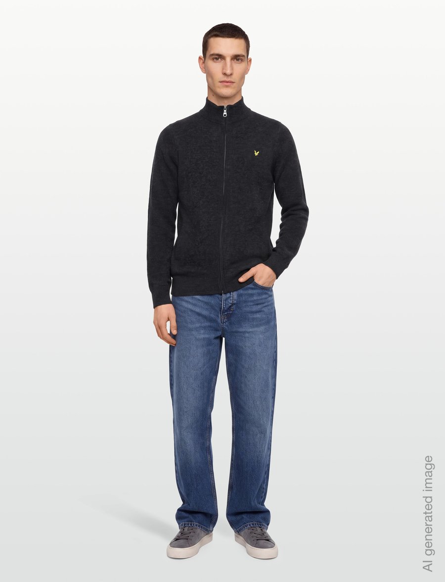Lyle & Scott - Lambswool Blend Zip Through Cardigan - cardigans - jet black marl - 0