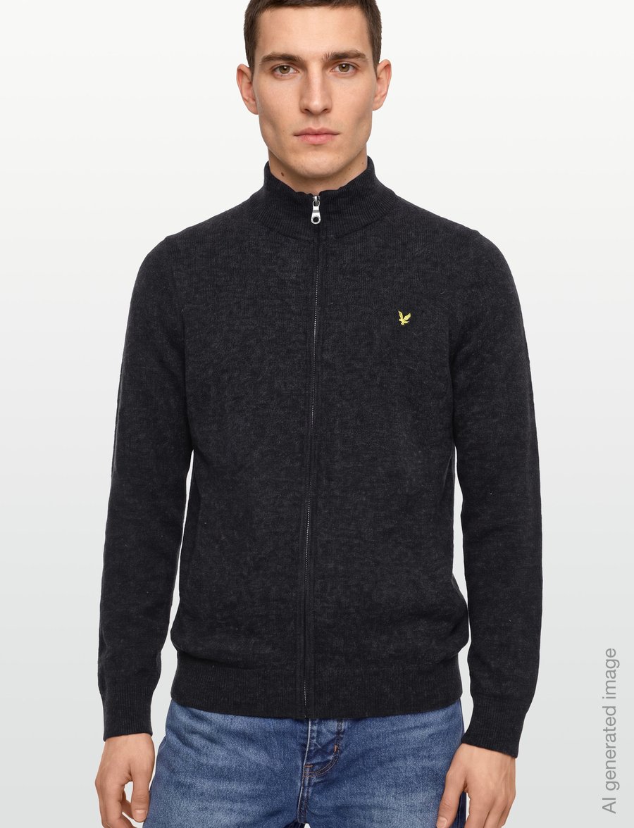 Lyle & Scott - Lambswool Blend Zip Through Cardigan - cardigans - jet black marl - 3