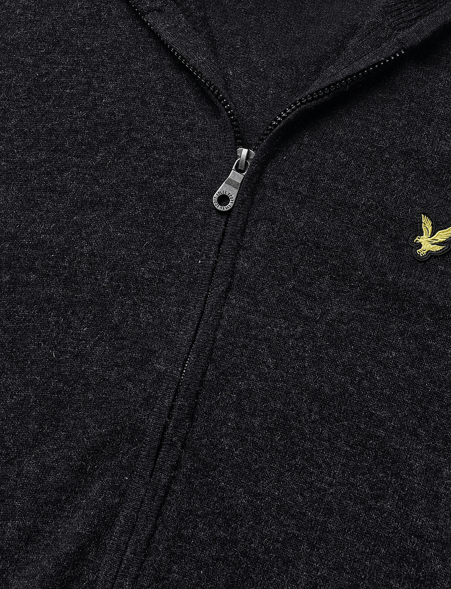 Lyle & Scott - Lambswool Blend Zip Through Cardigan - cardigans - jet black marl - 5