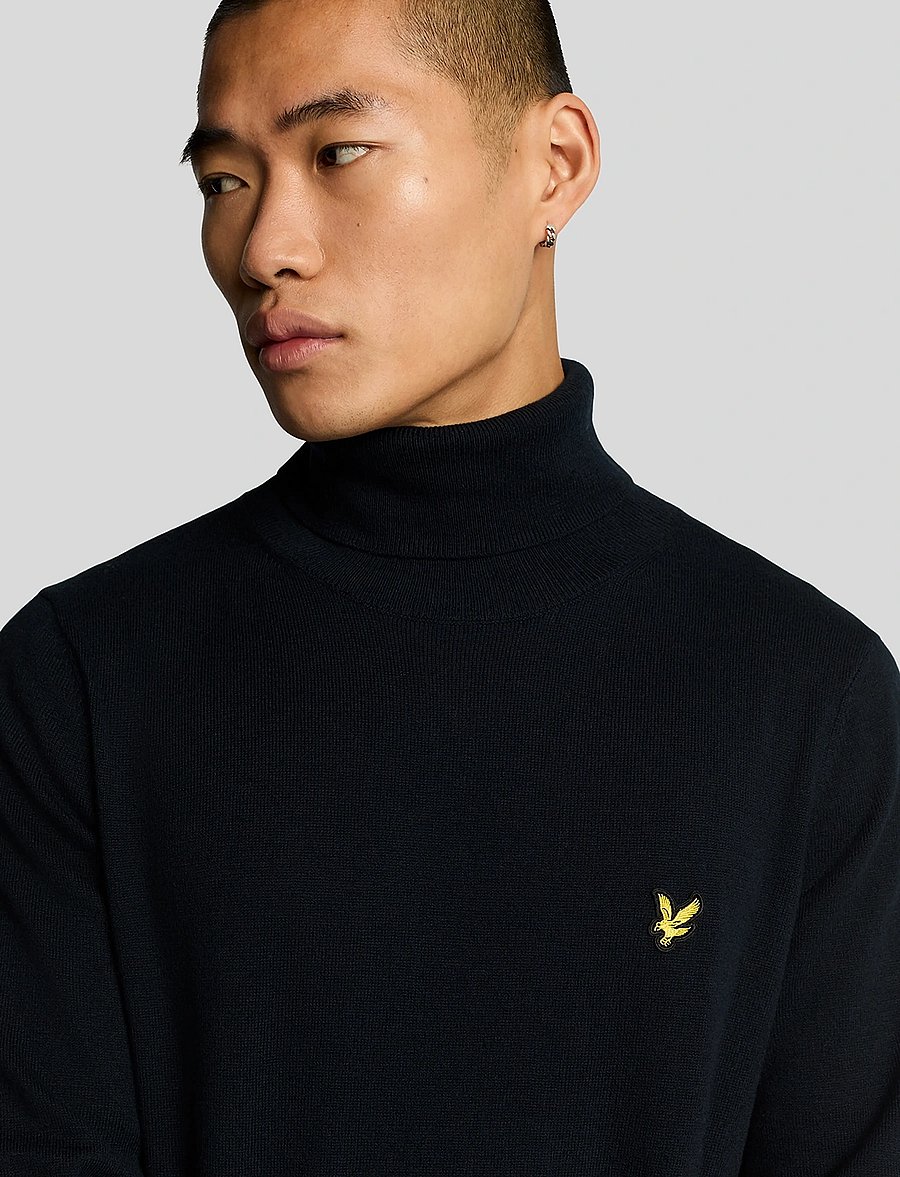 Lyle & Scott - Cotton Merino Turtleneck Jumper - golfy - dark navy - 4