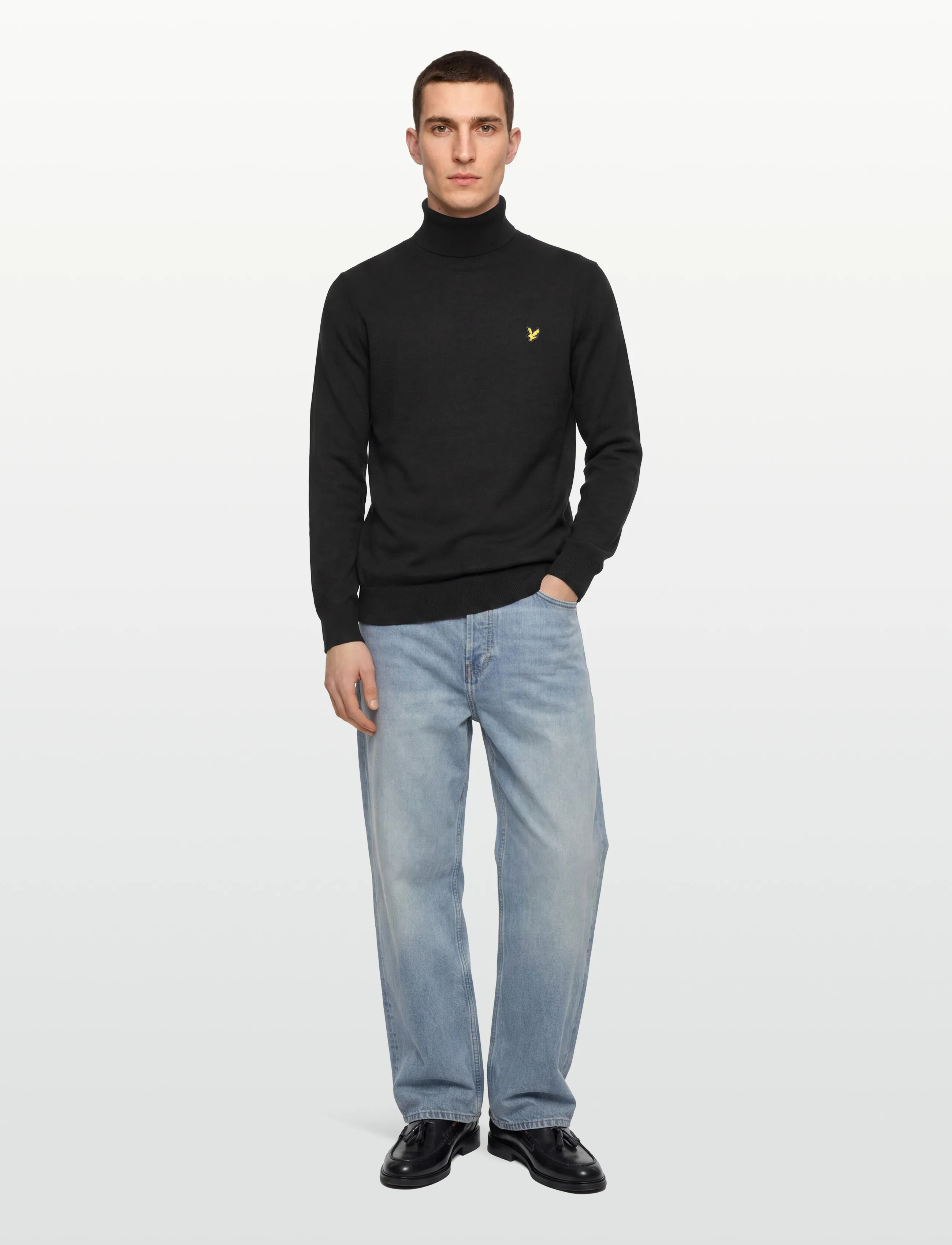 Lyle & Scott Cotton Merino Turtleneck Jumper, S, Knitwear, Schwarz - Turtlenecks, Männerswear