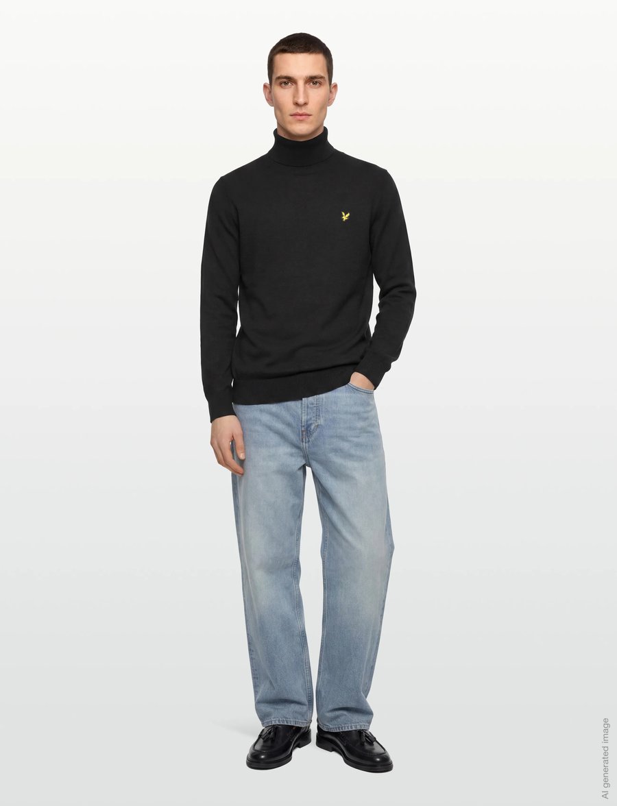 Lyle & Scott - Cotton Merino Turtleneck Jumper - rollkragenpullover - jet black - 0