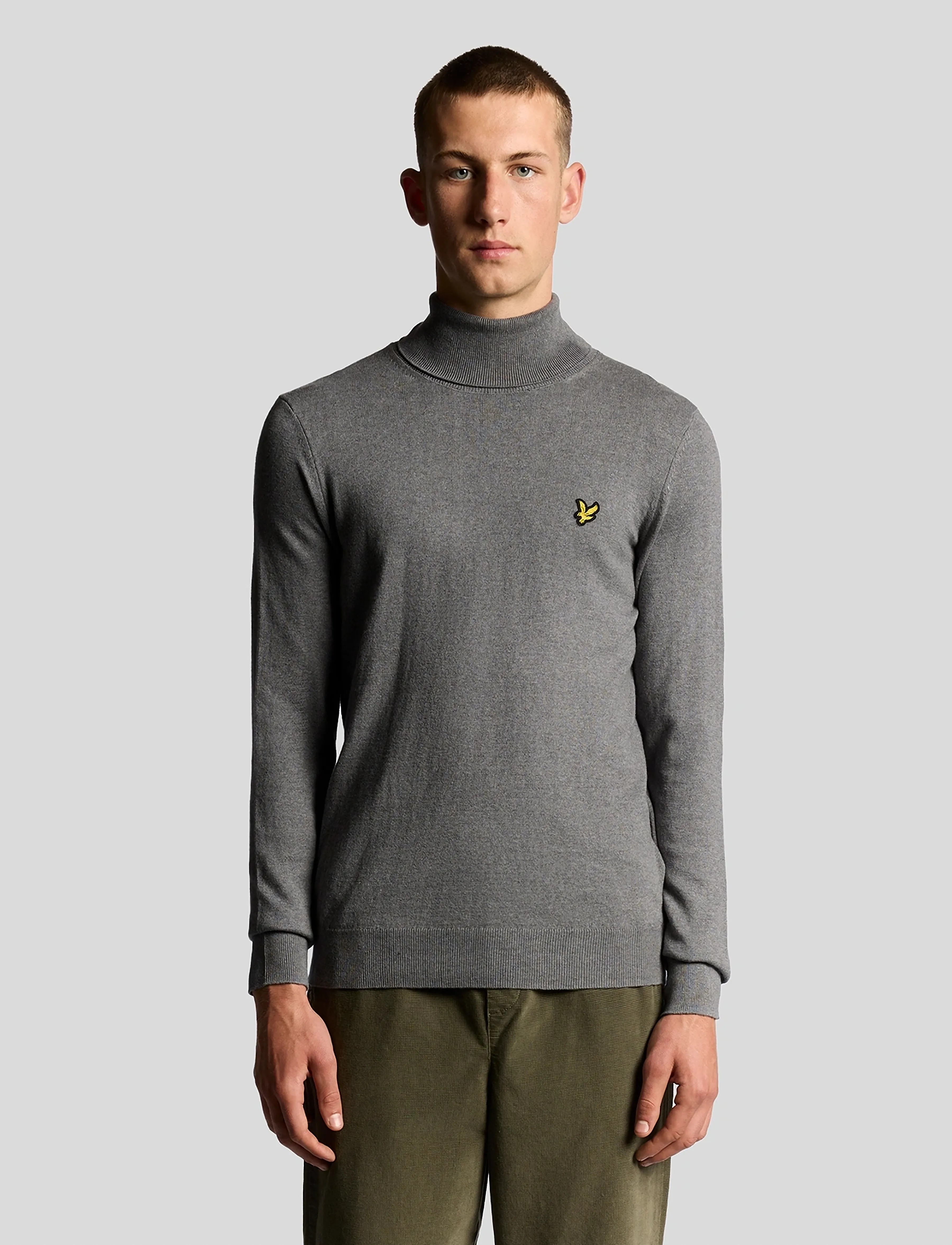 Lyle & Scott Cotton Merino Turtleneck Jumper, XL, Knitwear, Grau - Turtlenecks, Männerswear