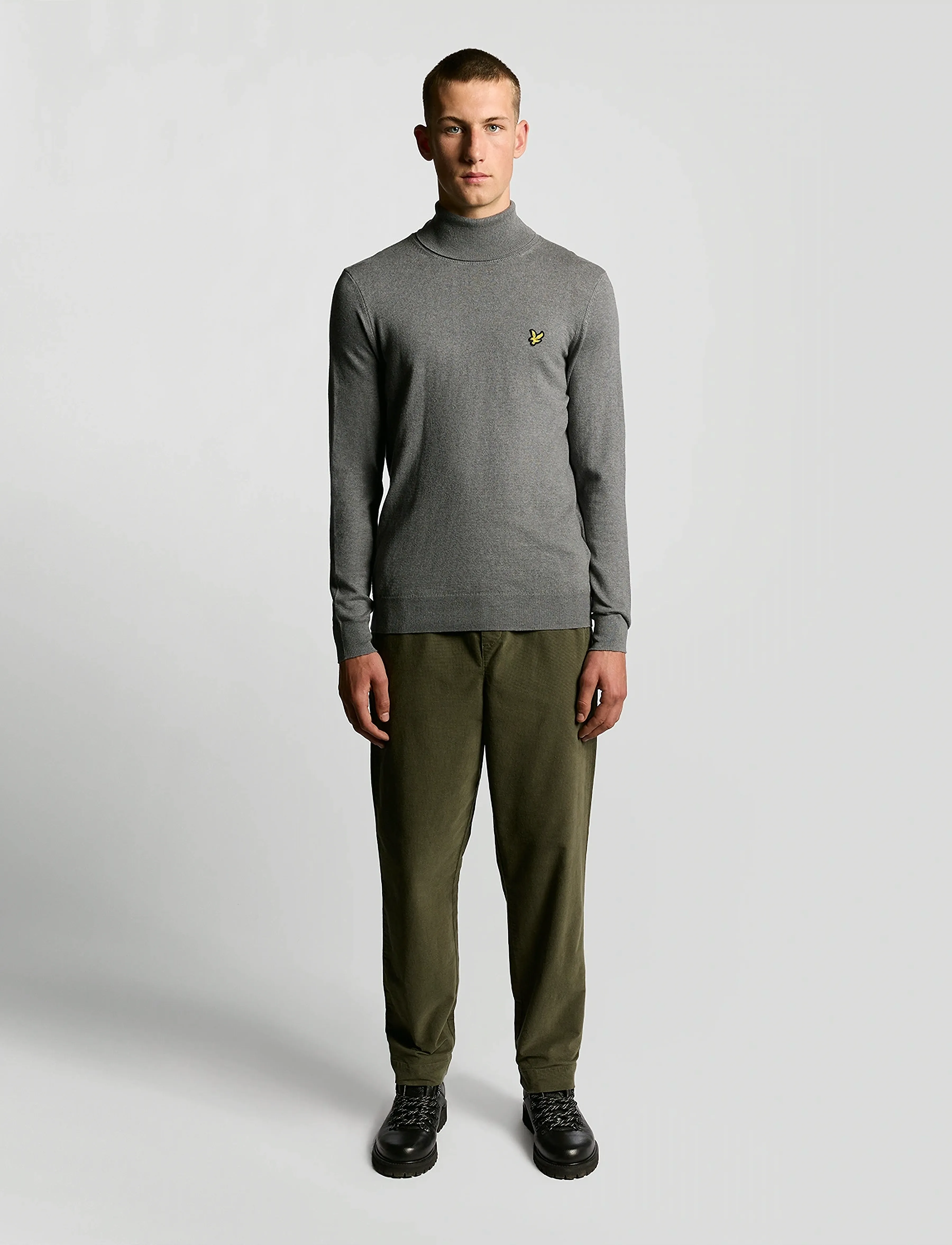 Lyle & Scott - Cotton Merino Turtleneck Jumper - rollkragen - t28 mid grey marl - 4