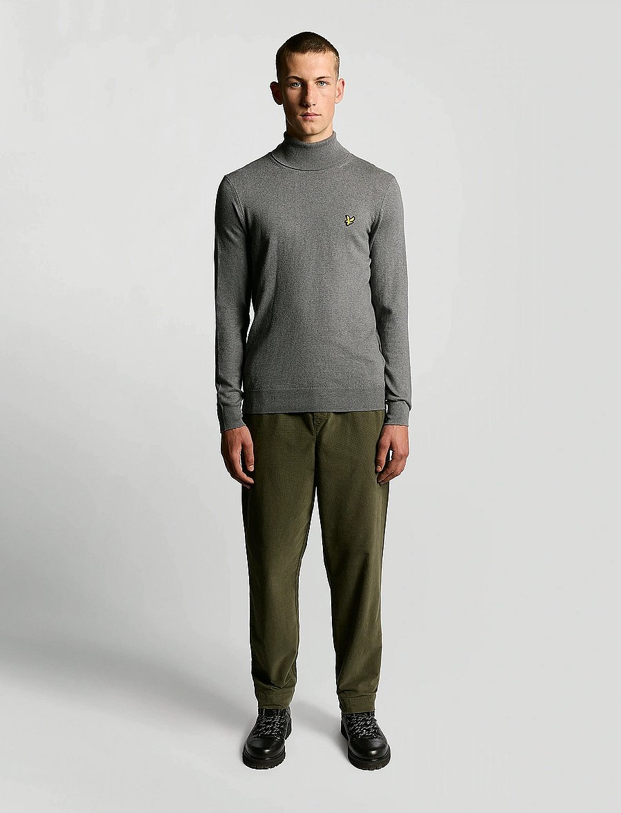 Lyle & Scott - Cotton Merino Turtleneck Jumper - rollkragen - t28 mid grey marl - 4