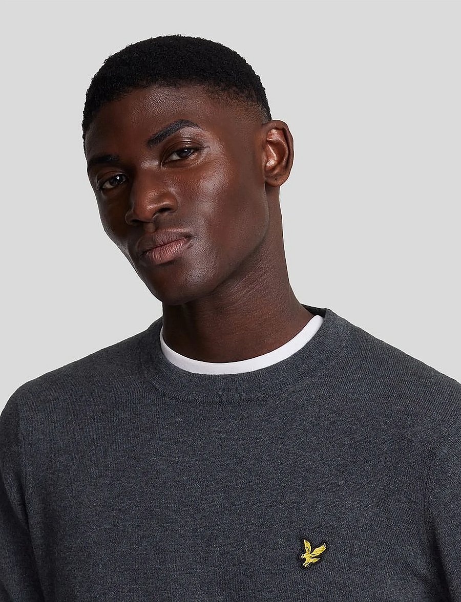 Lyle & Scott - Cotton Merino Crew Neck Jumper - pulls col rond - 398 charcoal marl - 4