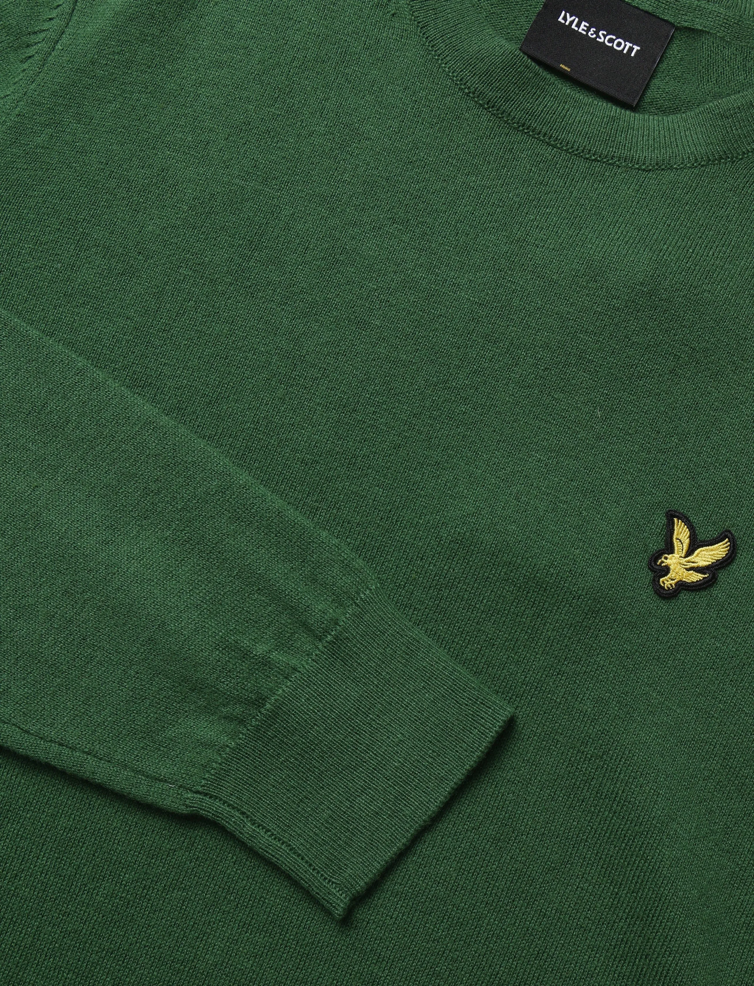 Lyle & Scott - Cotton Merino Crew Neck Jumper - round necks - clover green - 2