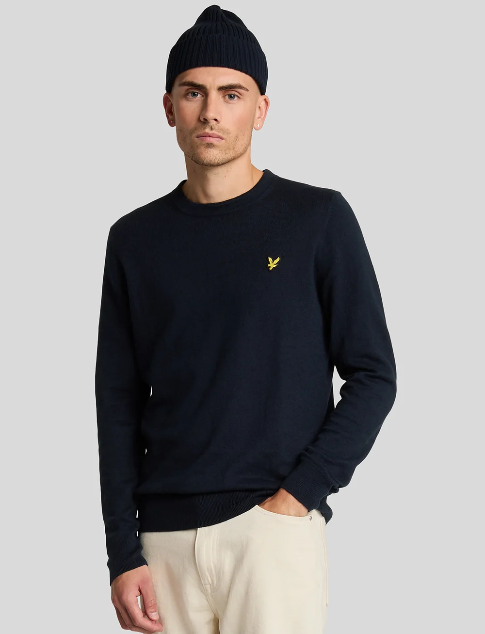Lyle & Scott - Cotton Merino Crew Neck Jumper - pyöreäaukkoiset - dark navy - 0