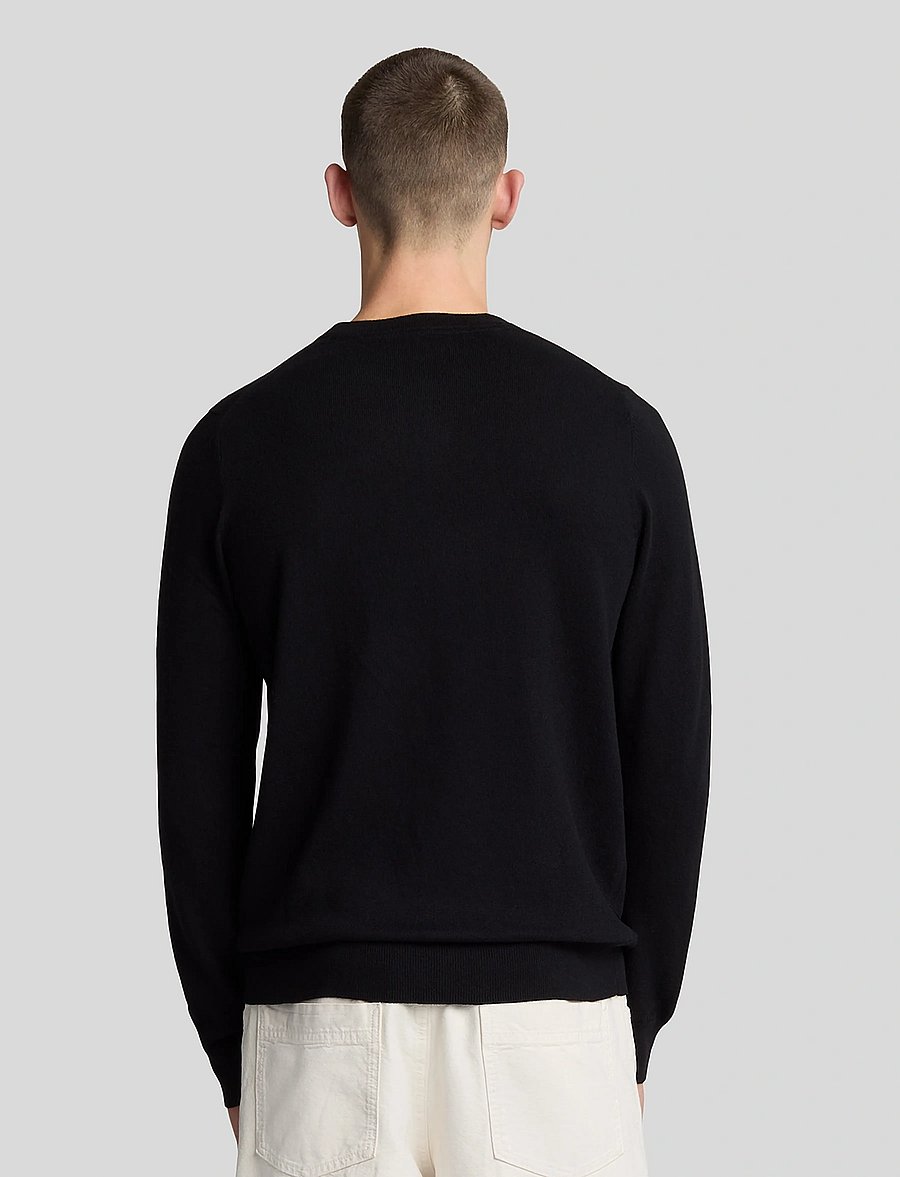 Lyle & Scott - Cotton Merino Crew Neck Jumper - Ümara kaelusega - jet black - 3