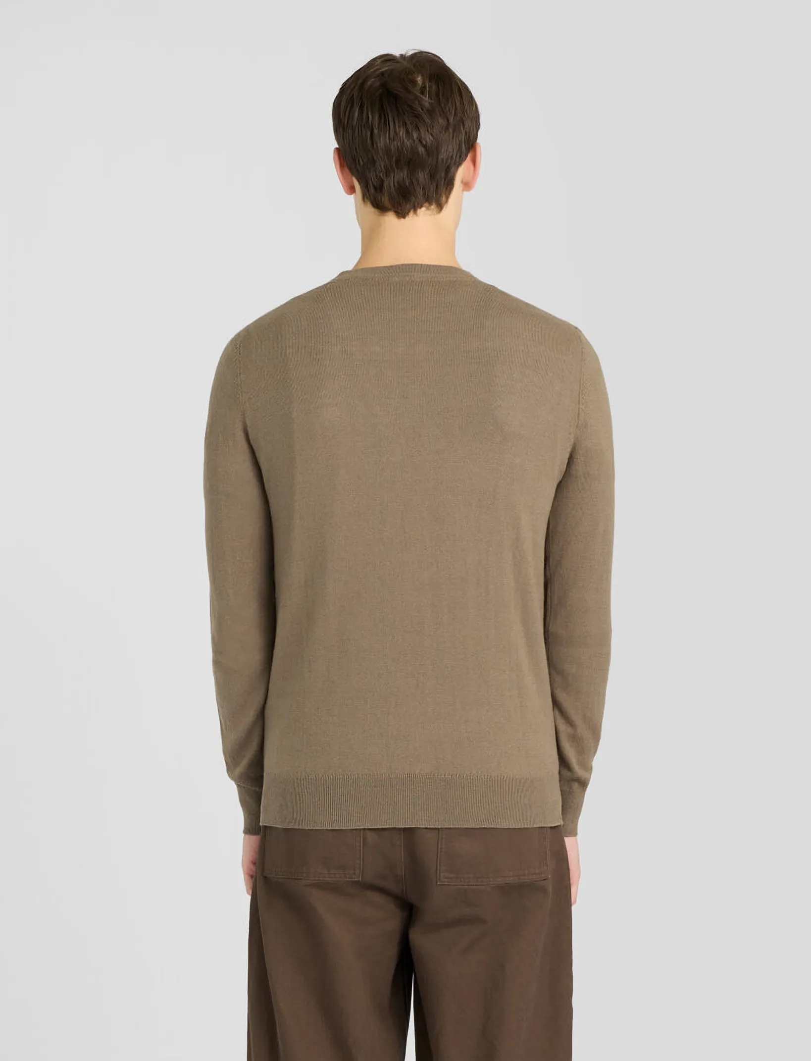 Lyle & Scott - Cotton Merino Crew Neck Jumper - Ümara kaelusega - khaki ash - 3