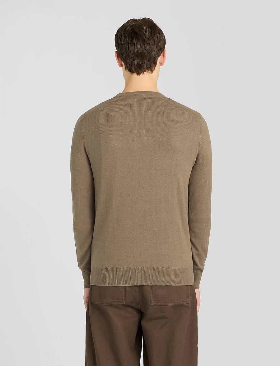 Lyle & Scott - Cotton Merino Crew Neck Jumper - Ümara kaelusega - khaki ash - 3