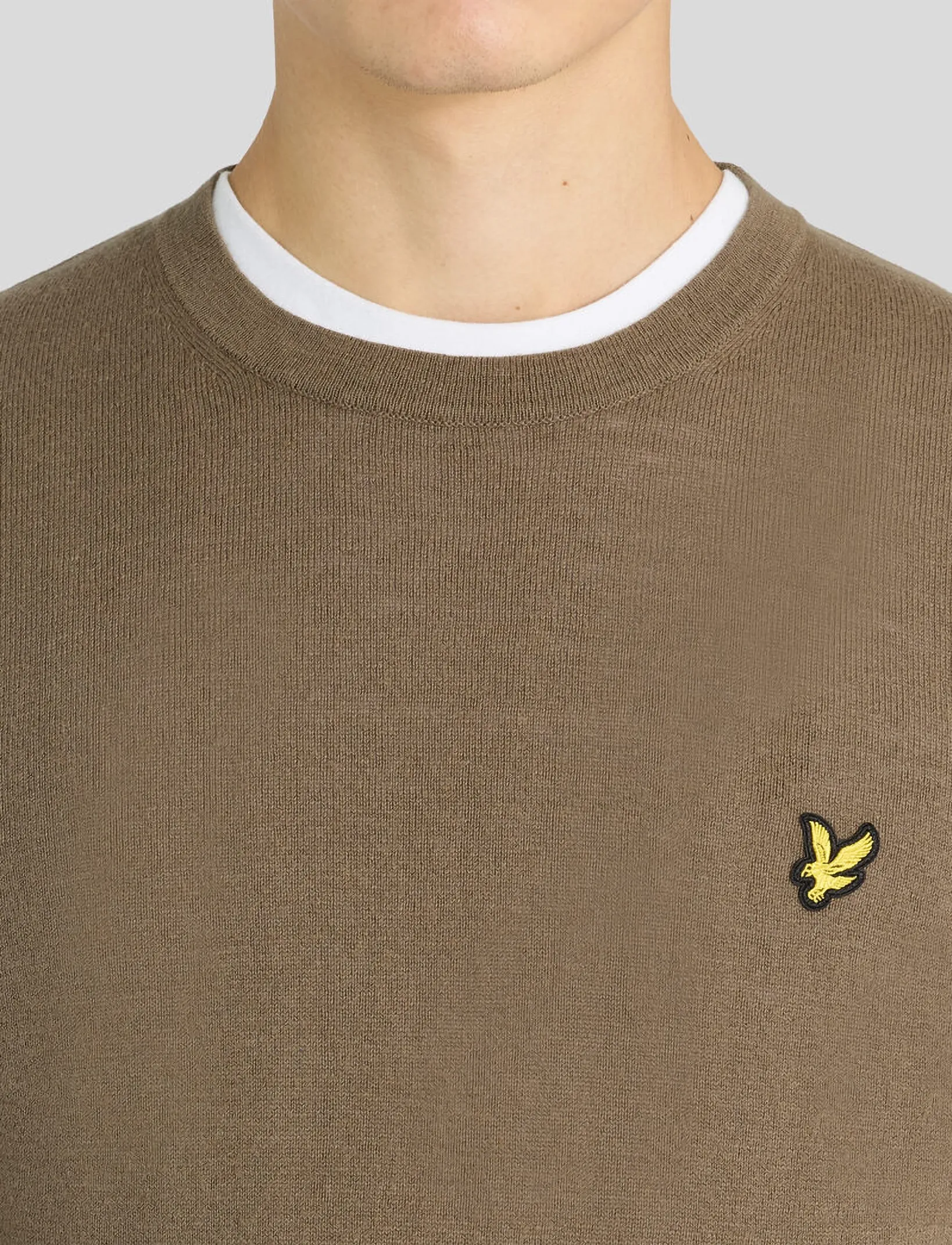 Lyle & Scott - Cotton Merino Crew Neck Jumper - Ümara kaelusega - khaki ash - 5