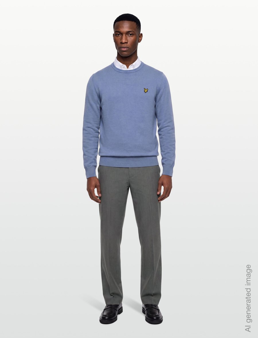 Lyle & Scott - Cotton Merino Crew Neck Jumper - rund hals - power blue - 0