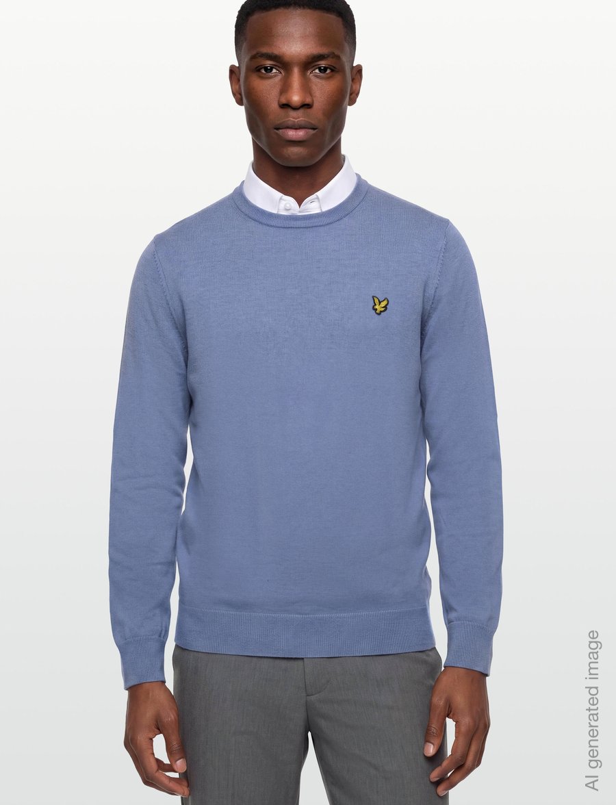 Lyle & Scott - Cotton Merino Crew Neck Jumper - rund hals - power blue - 3