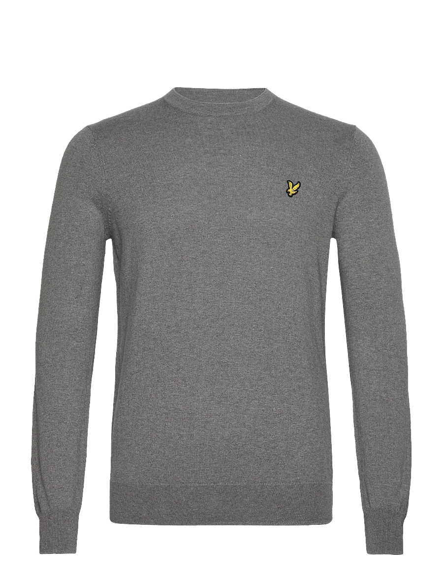 Lyle & Scott - Cotton Merino Crew Neck Jumper - Ümara kaelusega - t28 mid grey marl - 1
