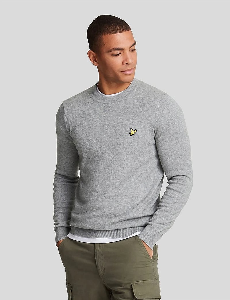 Lyle & Scott - Cotton Merino Crew Neck Jumper - pyöreäaukkoiset - t28 mid grey marl - 0