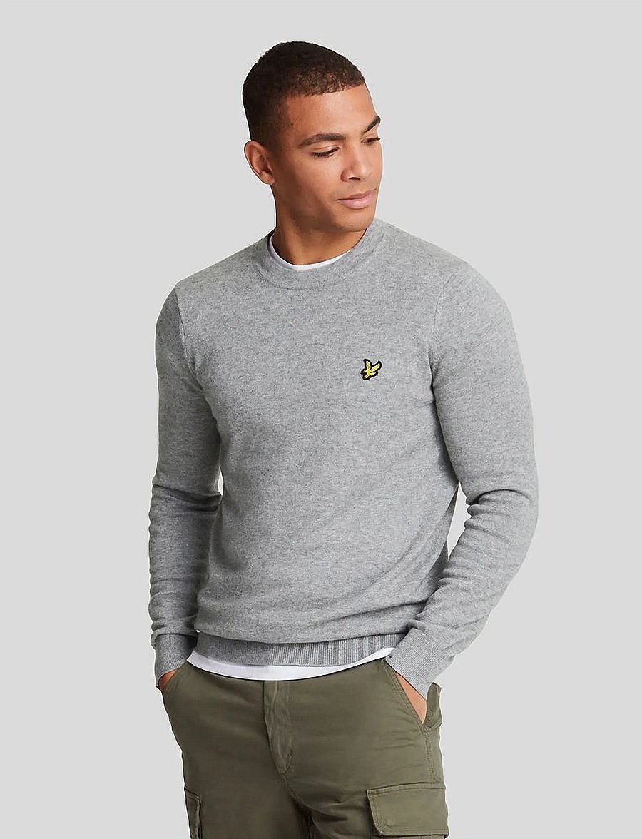 Lyle & Scott - Cotton Merino Crew Neck Jumper - rundhals - t28 mid grey marl - 0