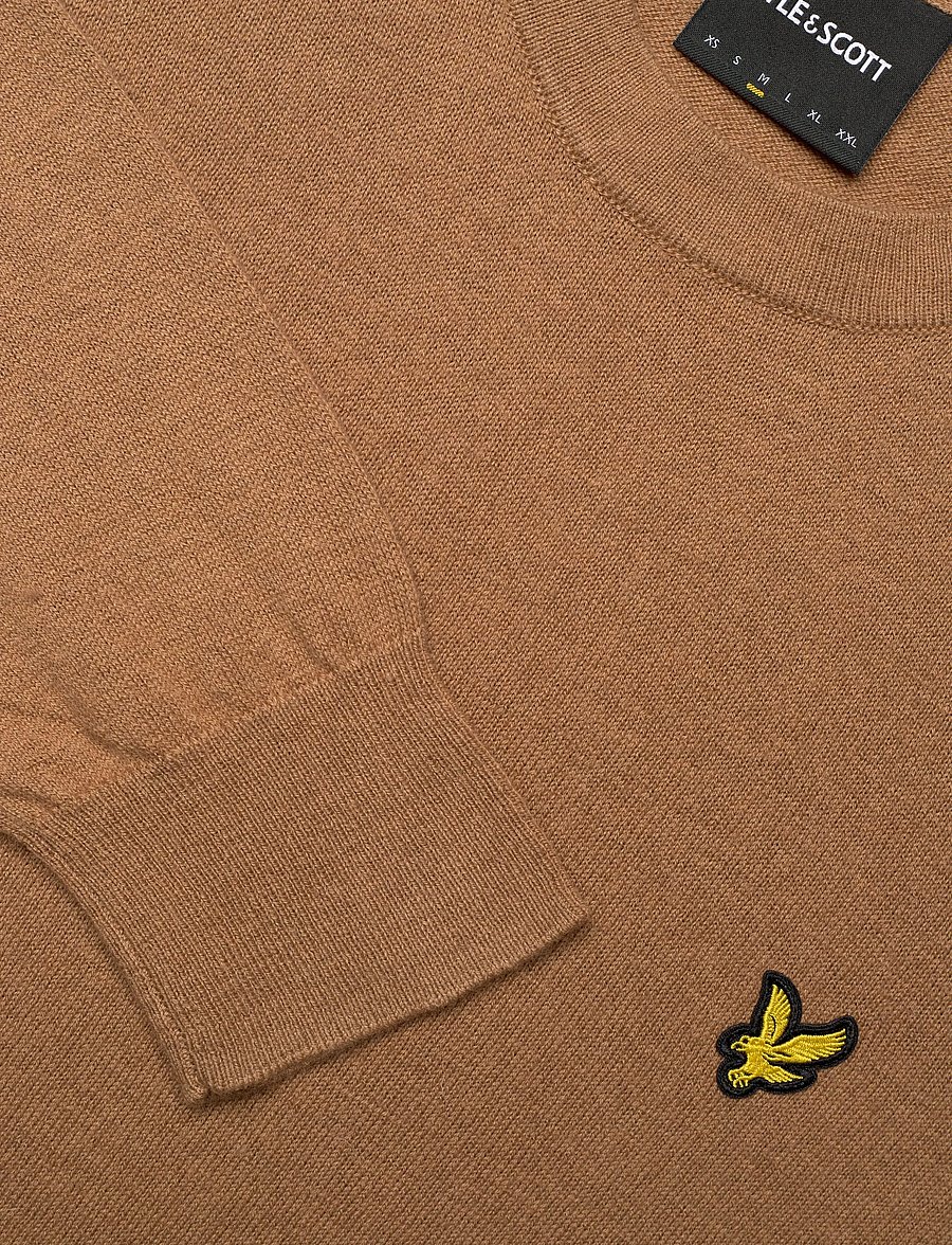Lyle & Scott - Cotton Merino Crew Neck Jumper - Ümmarguse kaelusega kudumid - x851 tigers eye - 2