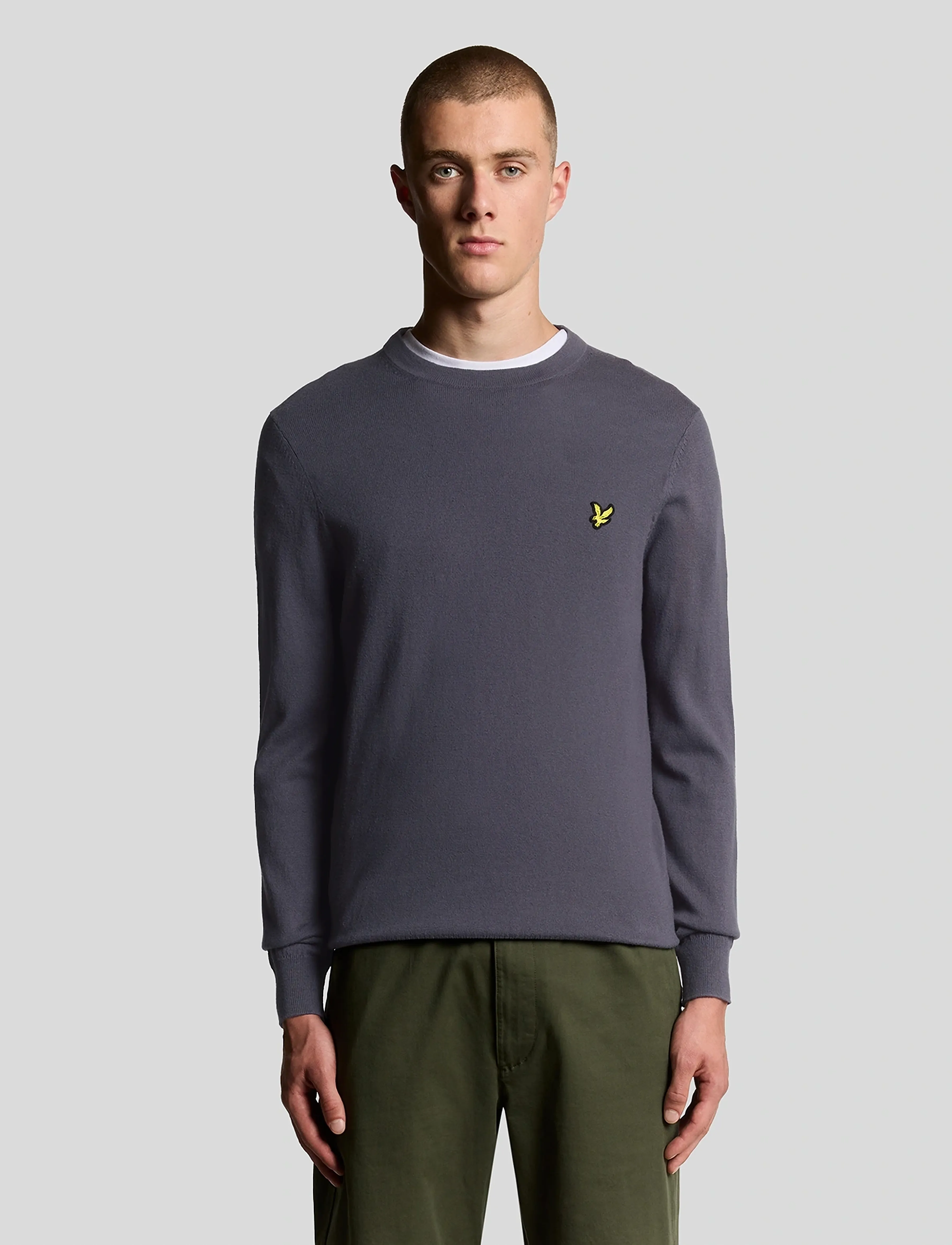 Lyle & Scott Cotton Merino Crew Neck Jumper, S, Purple, Strik > Runde Halse, Herre