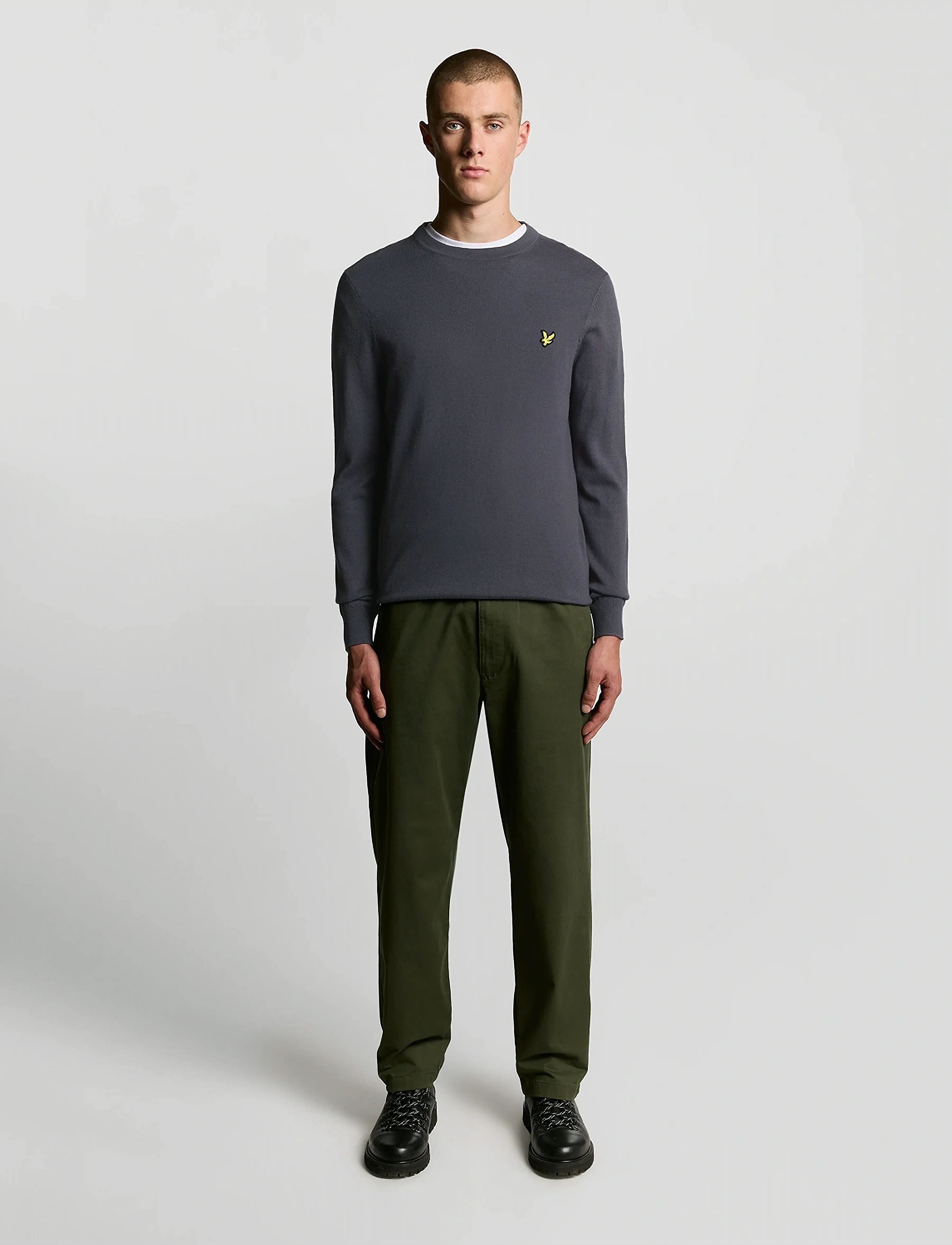 Lyle & Scott - Cotton Merino Crew Neck Jumper - rund hals - x854 graystone - 4