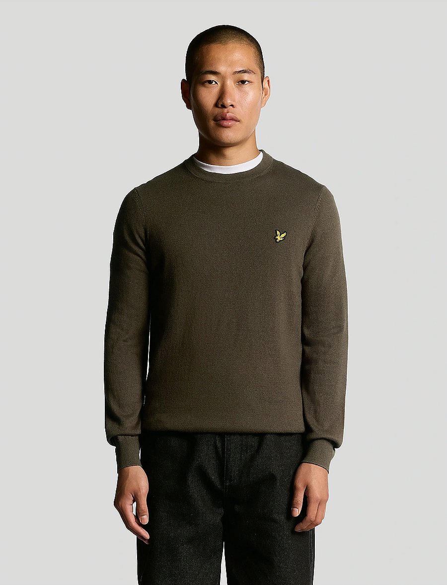 Lyle & Scott - Cotton Merino Crew Neck Jumper - Ümmarguse kaelusega kudumid - x863 espresso - 0