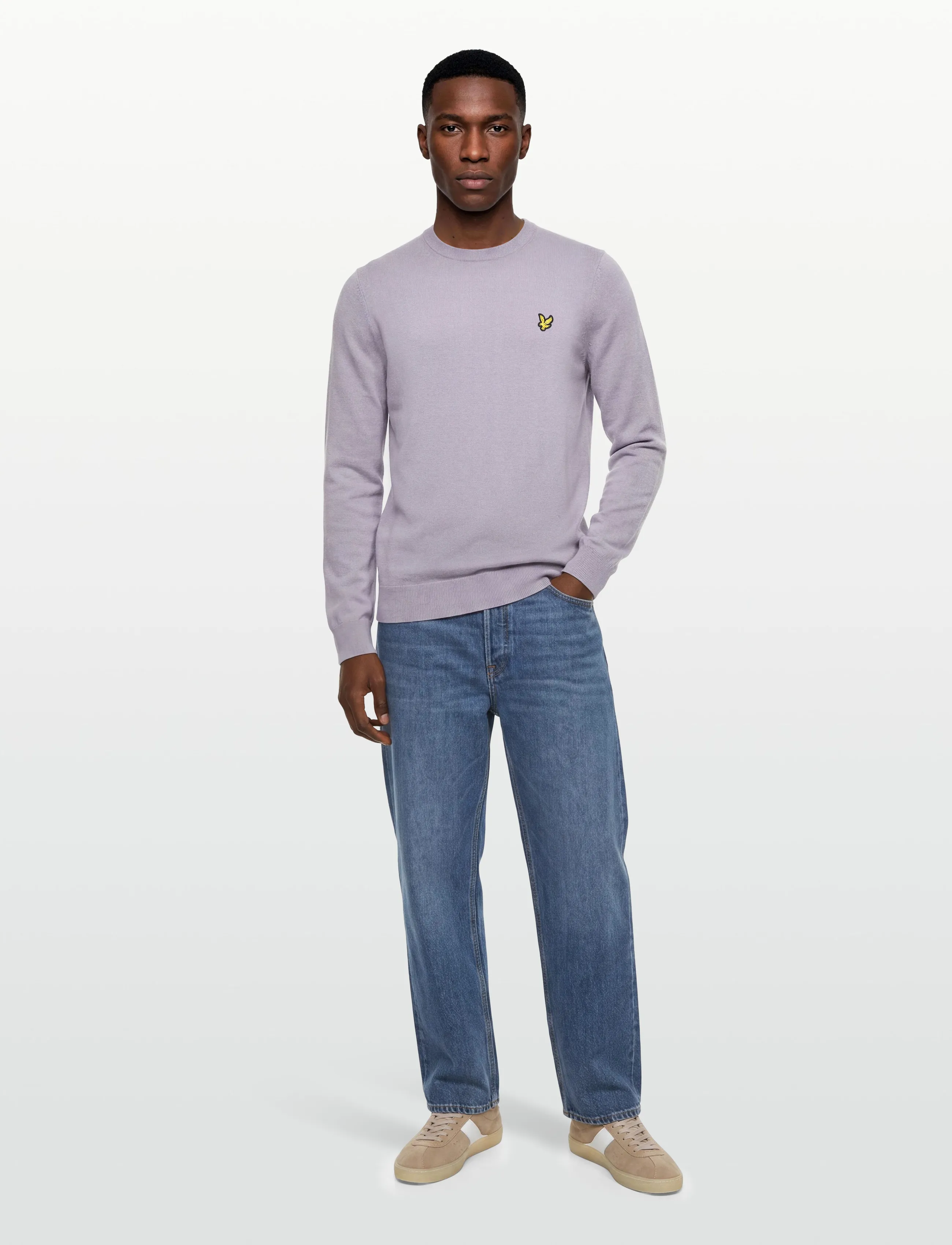 Lyle & Scott Cotton Merino Crew Neck Jumper, XL, Purple, Strik > Runde Halse, Herre