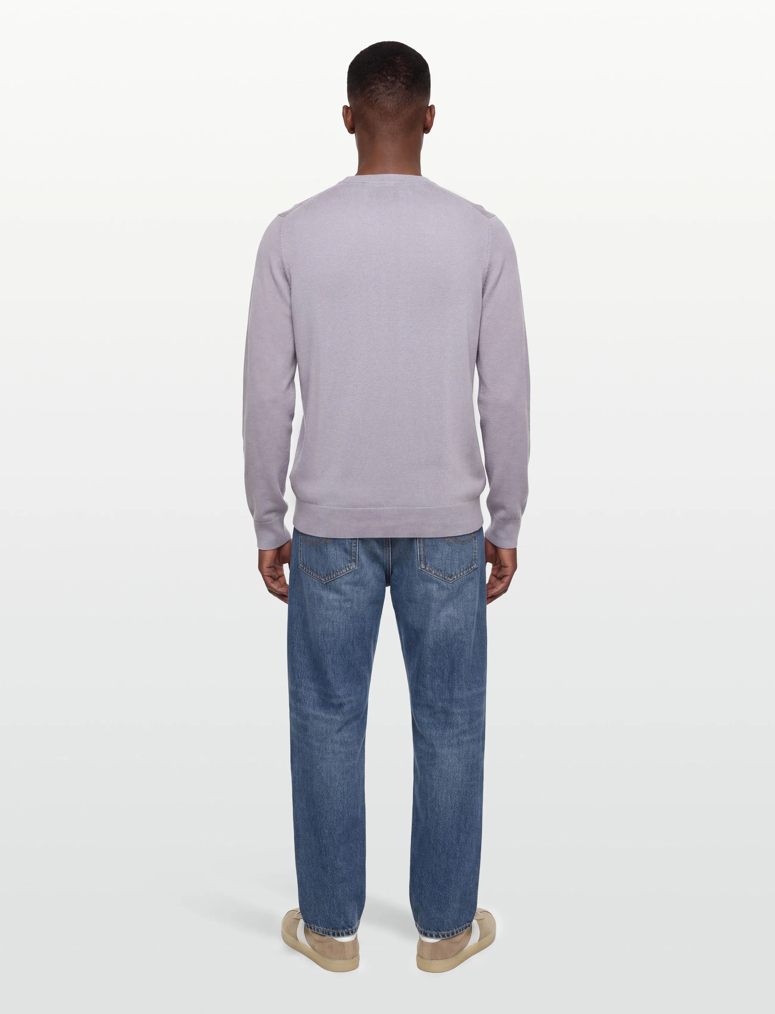 Lyle & Scott - Cotton Merino Crew Neck Jumper - basic knitwear - x867 ash lilac - 4