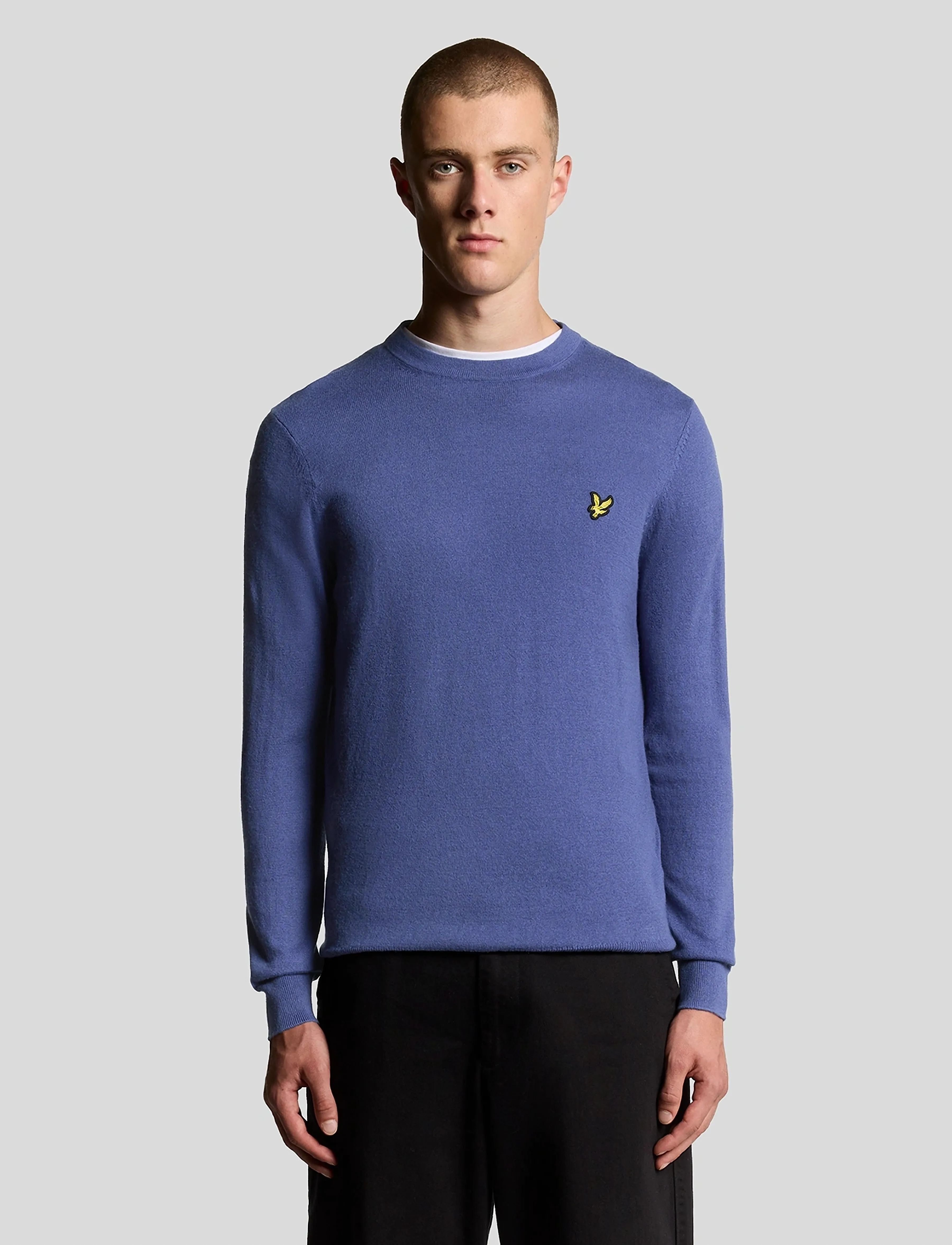 Lyle & Scott Cotton Merino Crew Neck Jumper, S, Purple, Strik > Runde Halse, Herre