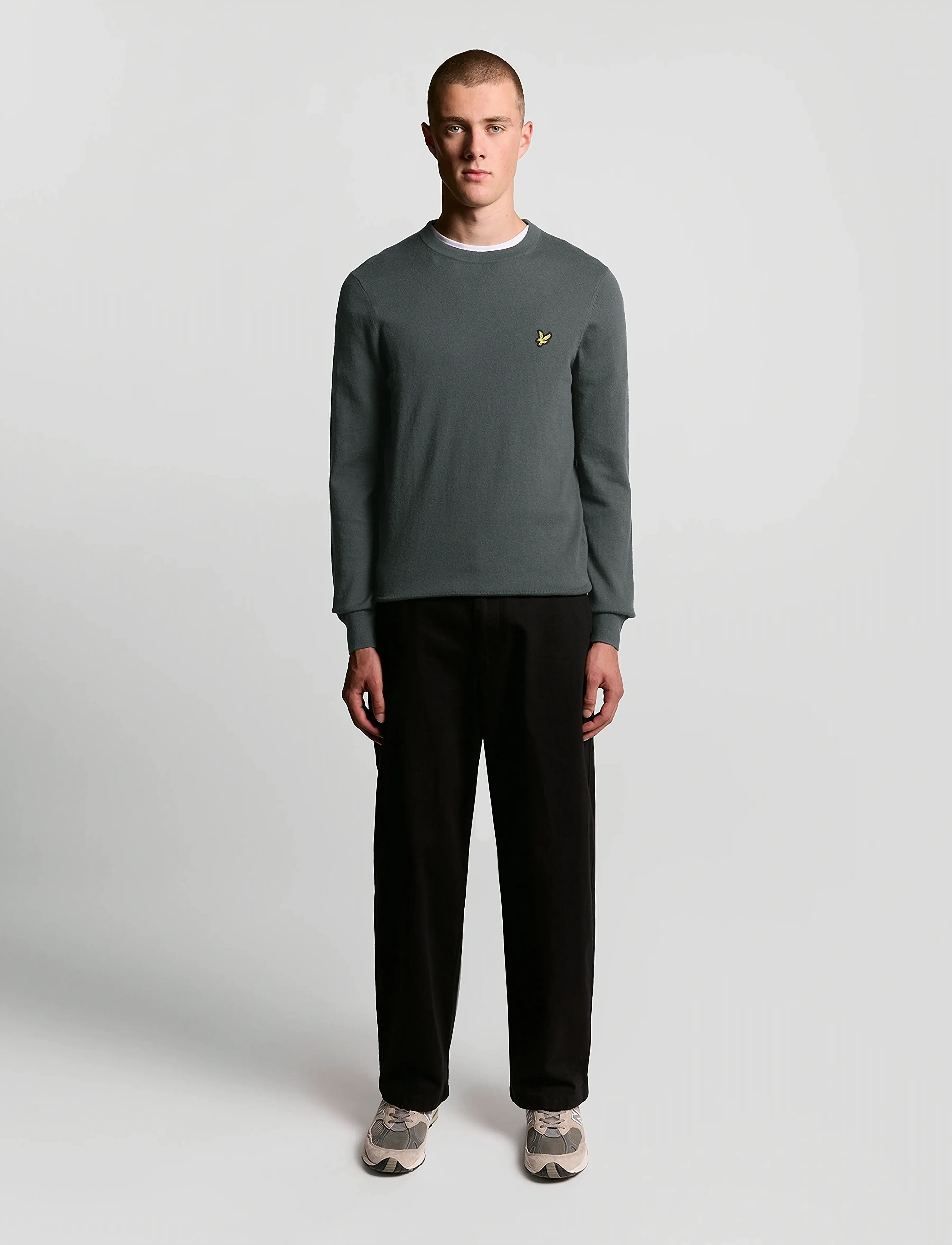Lyle & Scott - Cotton Merino Crew Neck Jumper - rund hals - x878 shadow - 4