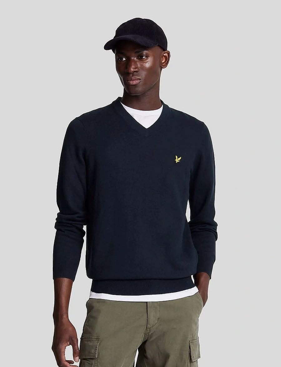 Lyle & Scott - Cotton Merino V Neck Jumper - v-hals - dark navy - 0