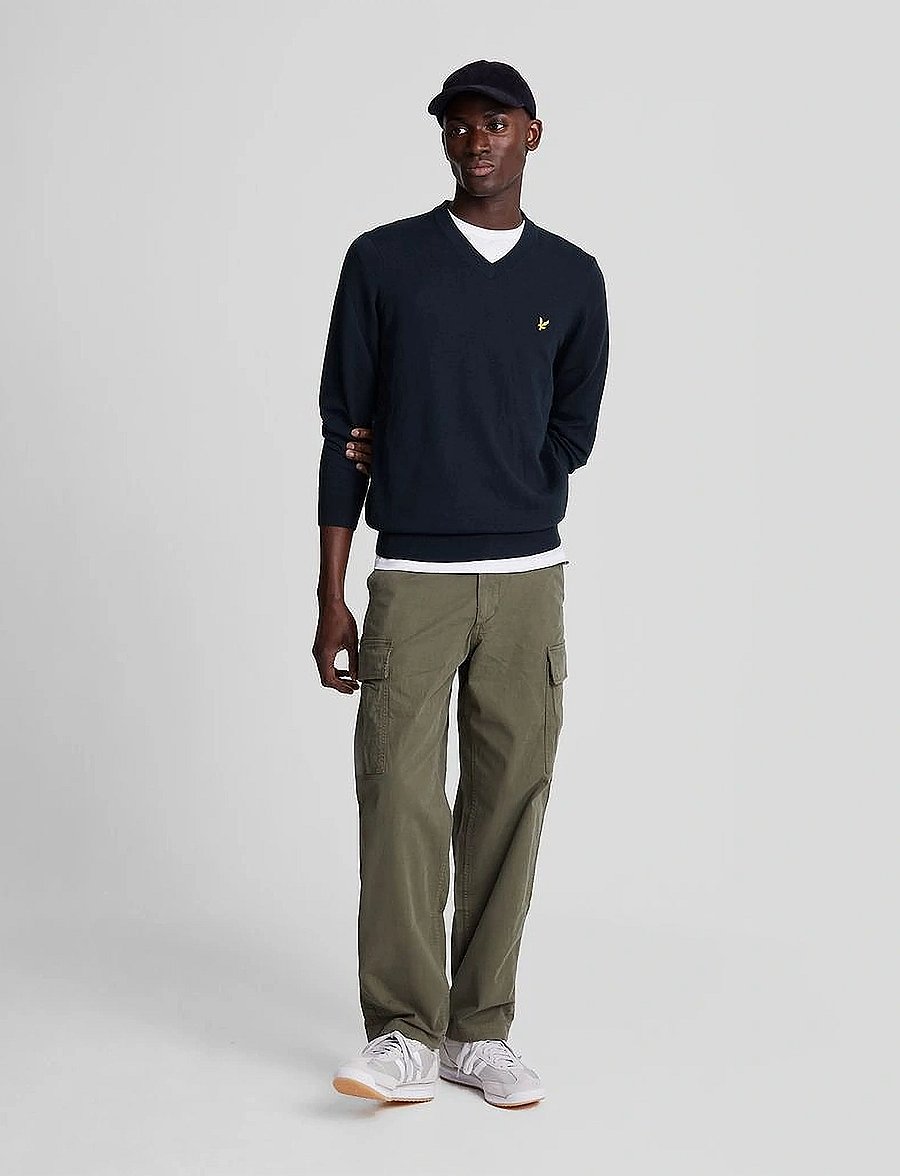 Lyle & Scott - Cotton Merino V Neck Jumper - v-hals - dark navy - 4