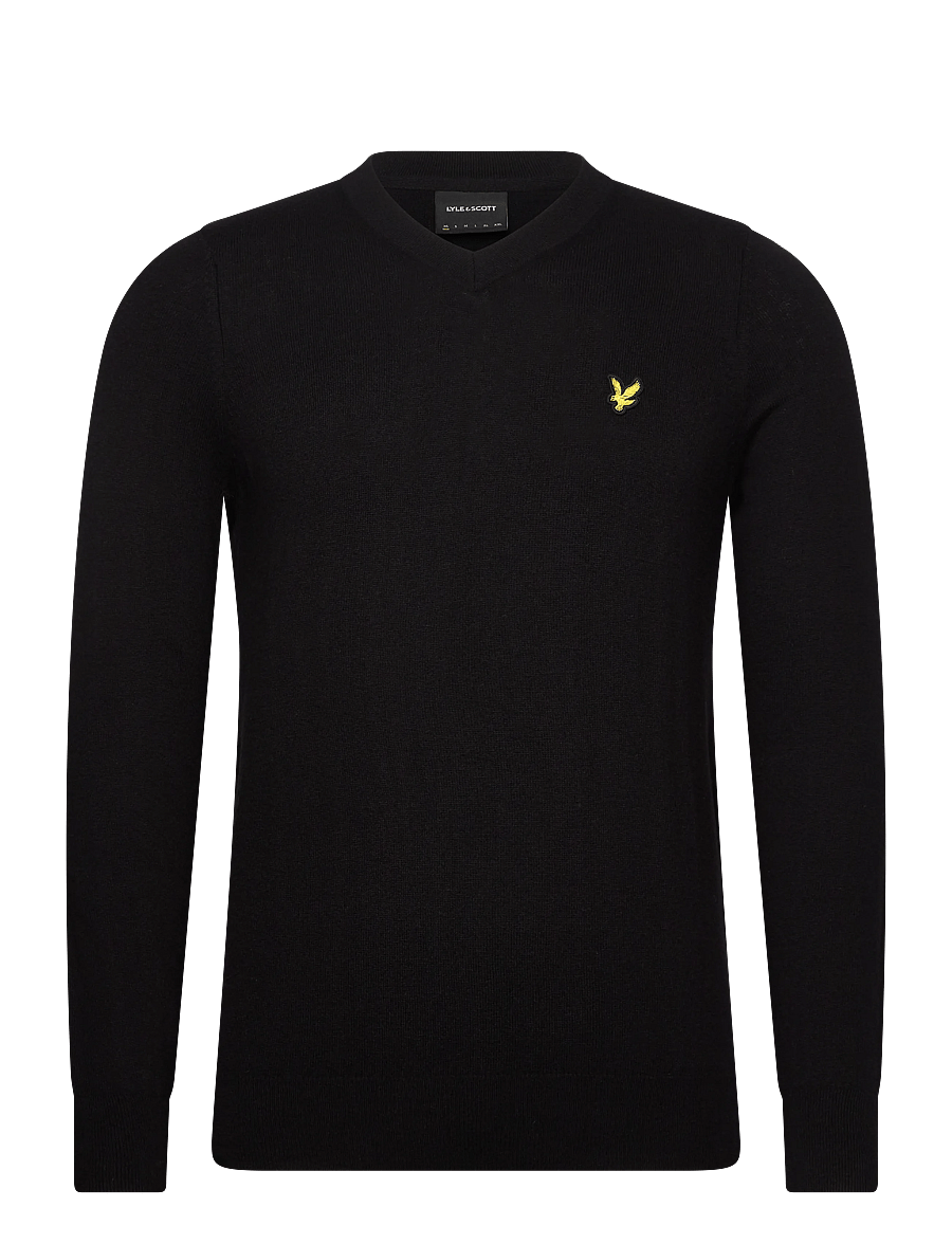 Lyle & Scott - Cotton Merino V Neck Jumper - v-hals - jet black - 1