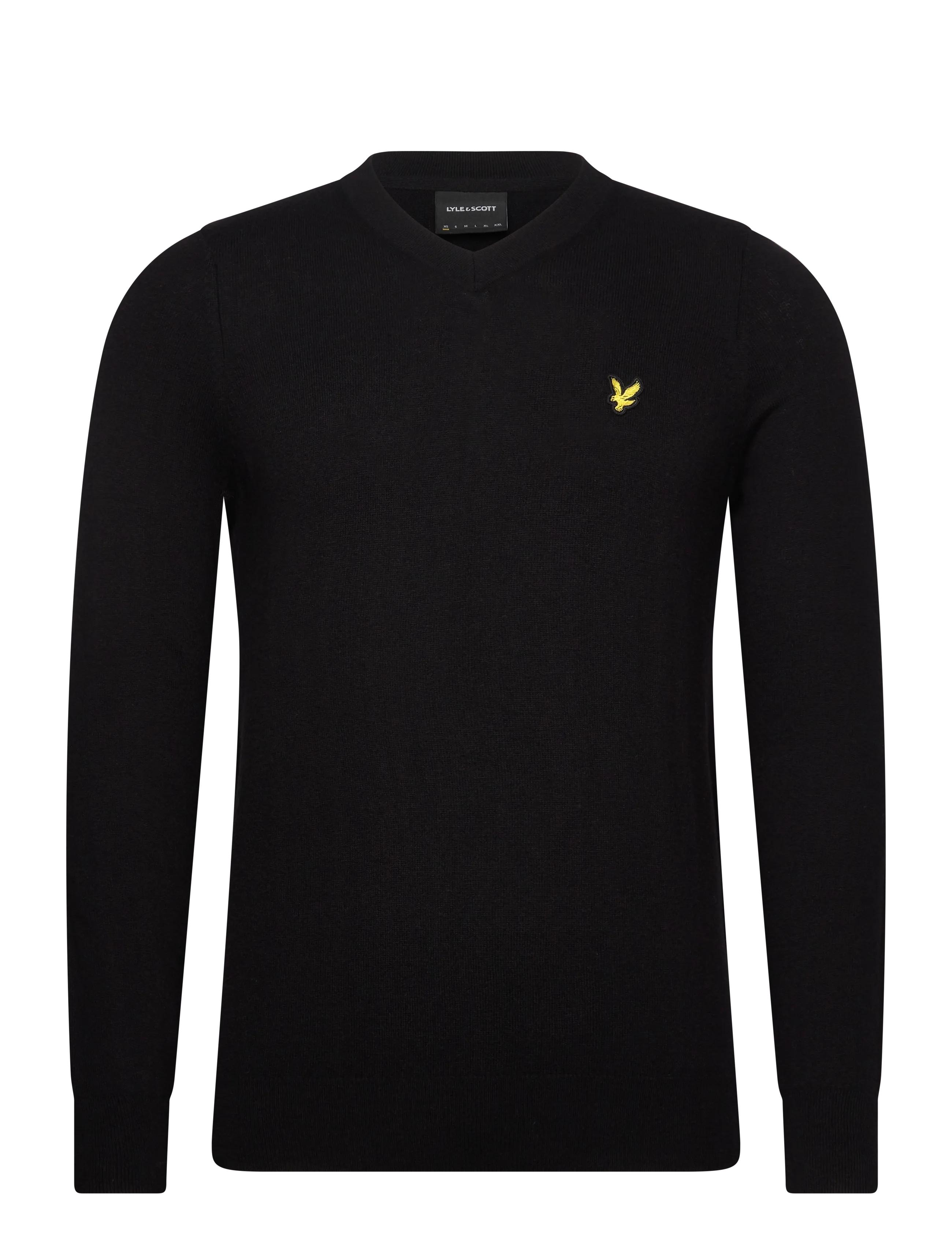 Lyle & Scott - Cotton Merino V Neck Jumper - v-hálsmál - jet black - 1