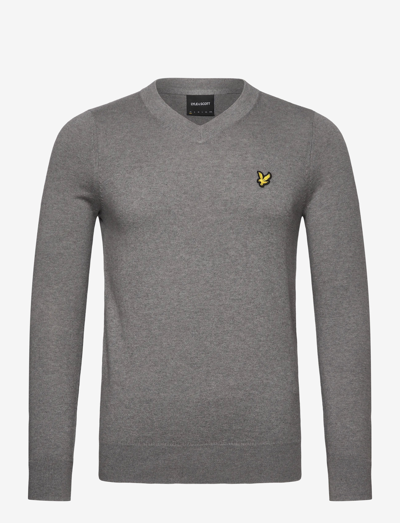 Lyle & Scott - Cotton Merino V Neck Jumper - v-ringat - t28 mid grey marl - 1
