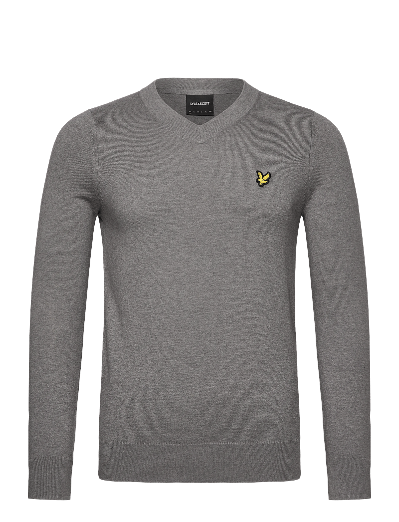 Lyle & Scott - Cotton Merino V Neck Jumper - v-kaelusega kudumid - t28 mid grey marl - 1